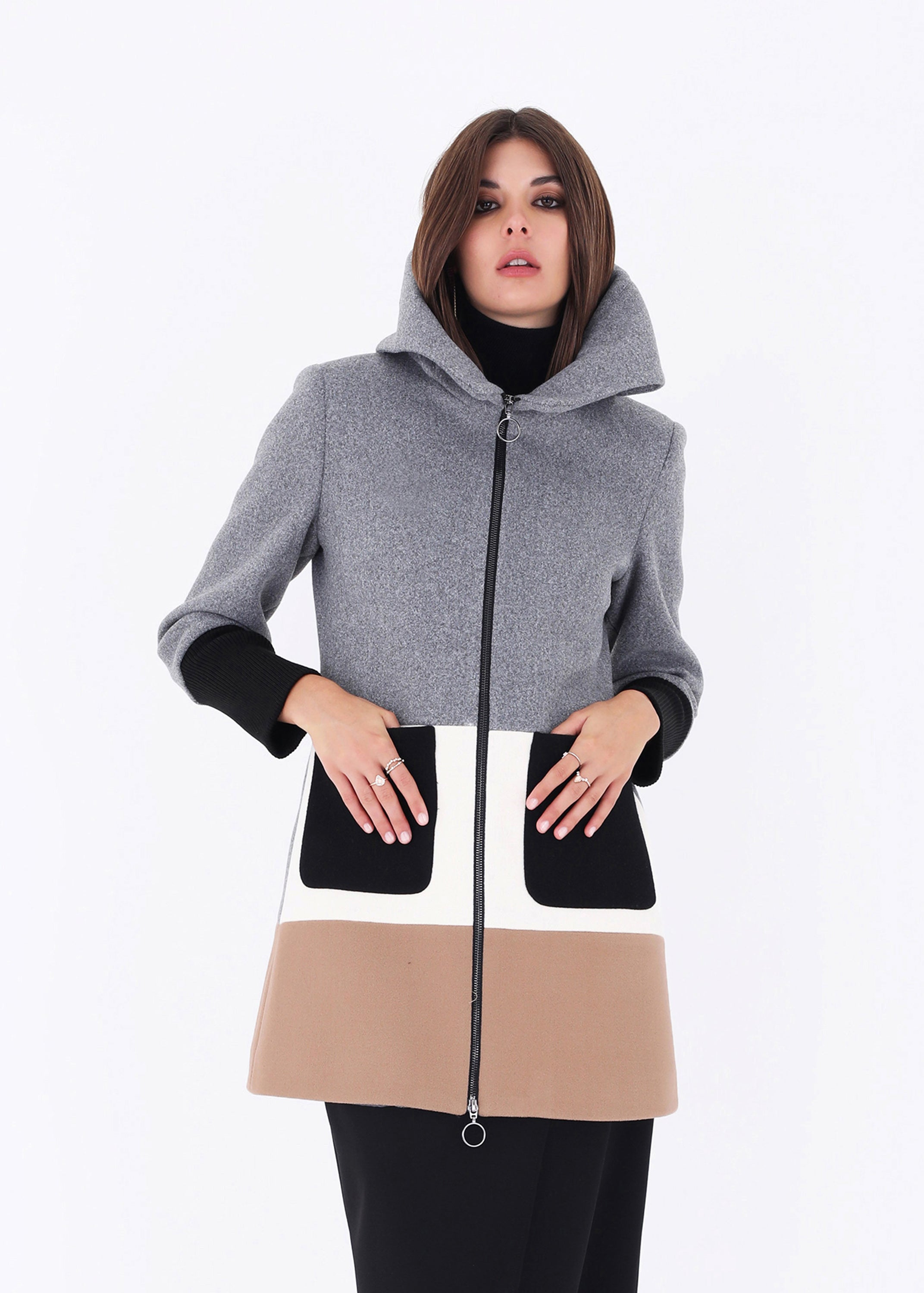Cappotto multicolor con cerniera - FW23