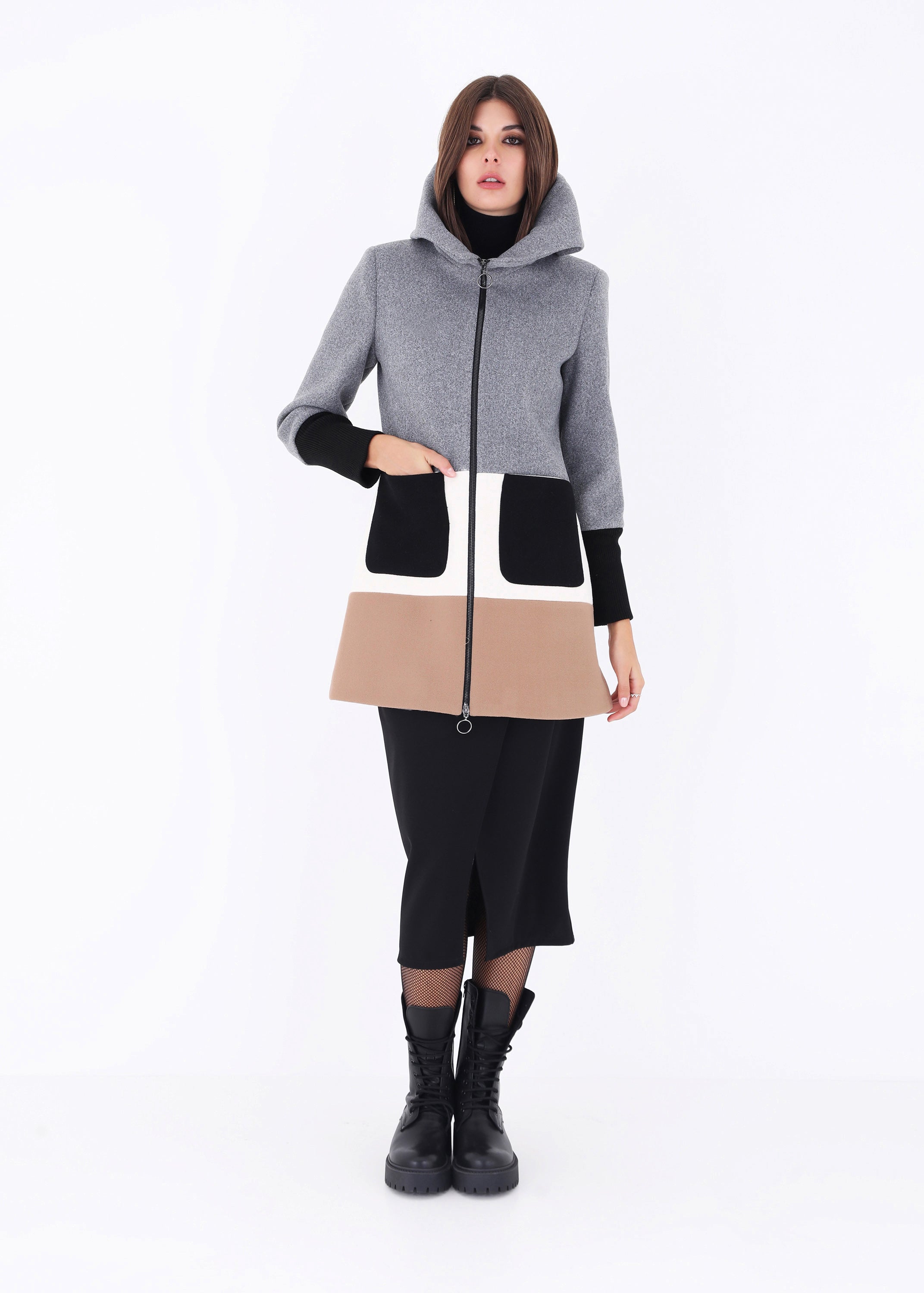 Cappotto multicolor con cerniera - FW23