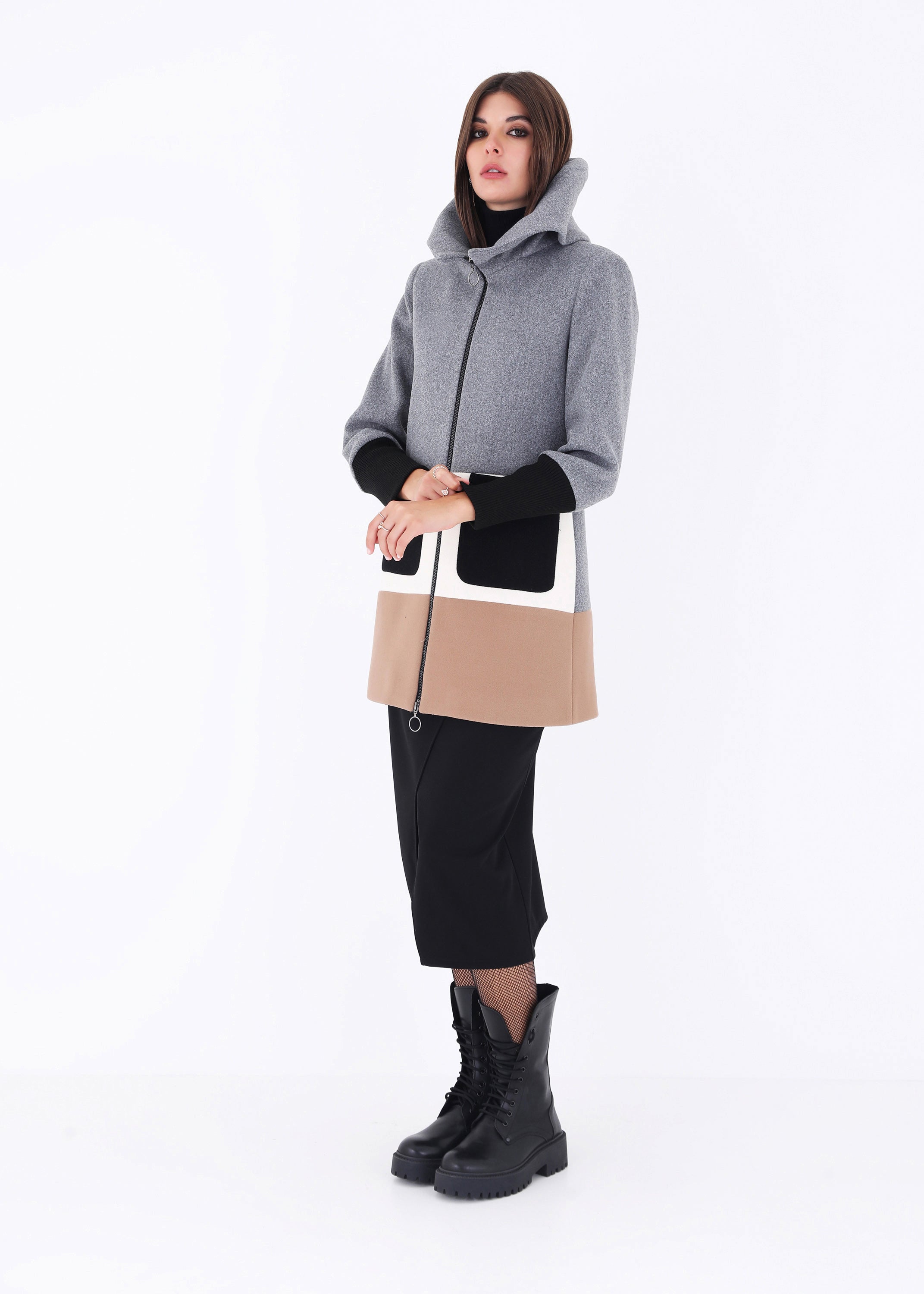 Cappotto multicolor con cerniera - FW23