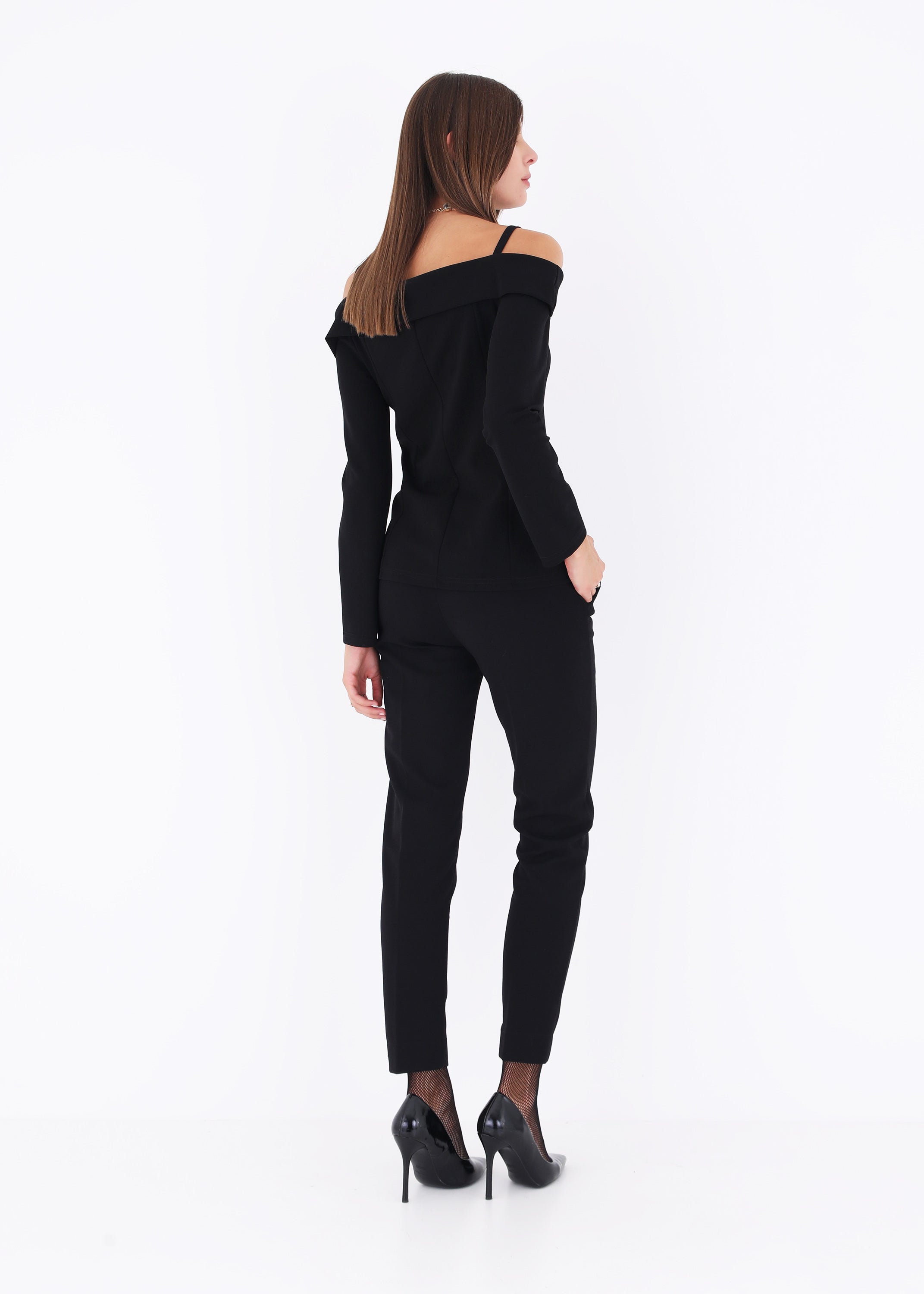 Blazer doppio petto in scuba crepe con spalle scoperte - FW23