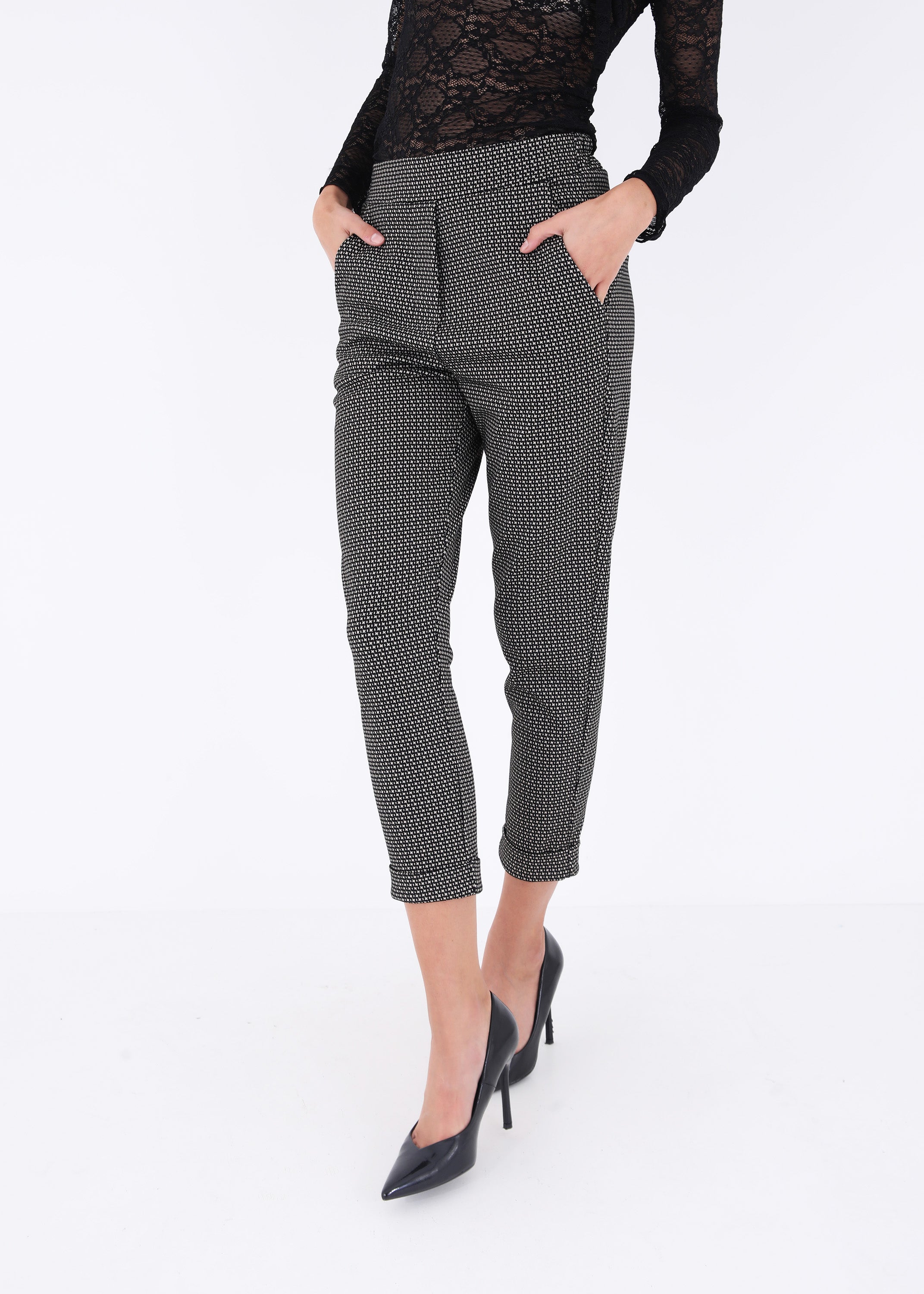 Pantalone dritto in tessuto jacquard elasticizzato - FW23