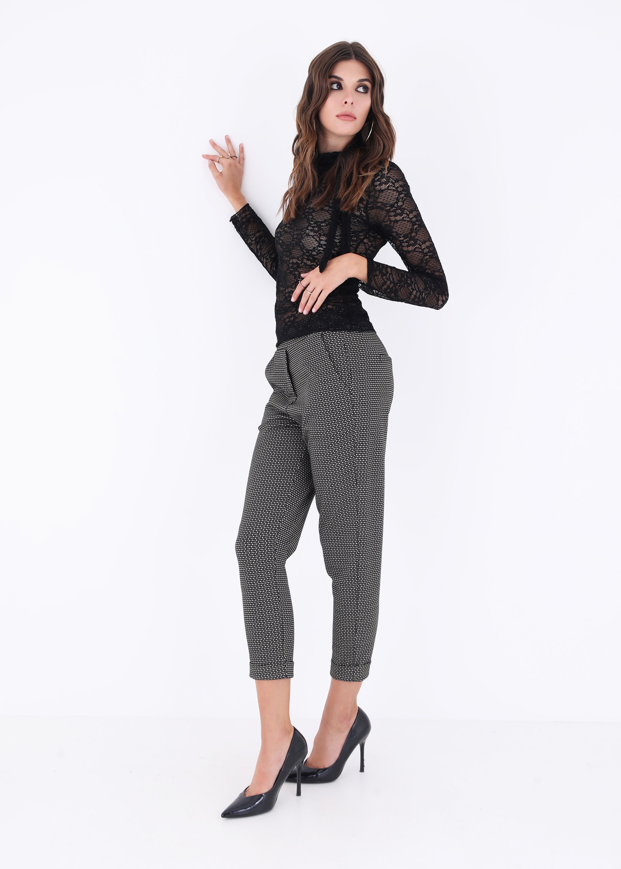 Pantalone dritto in tessuto jacquard elasticizzato - FW23