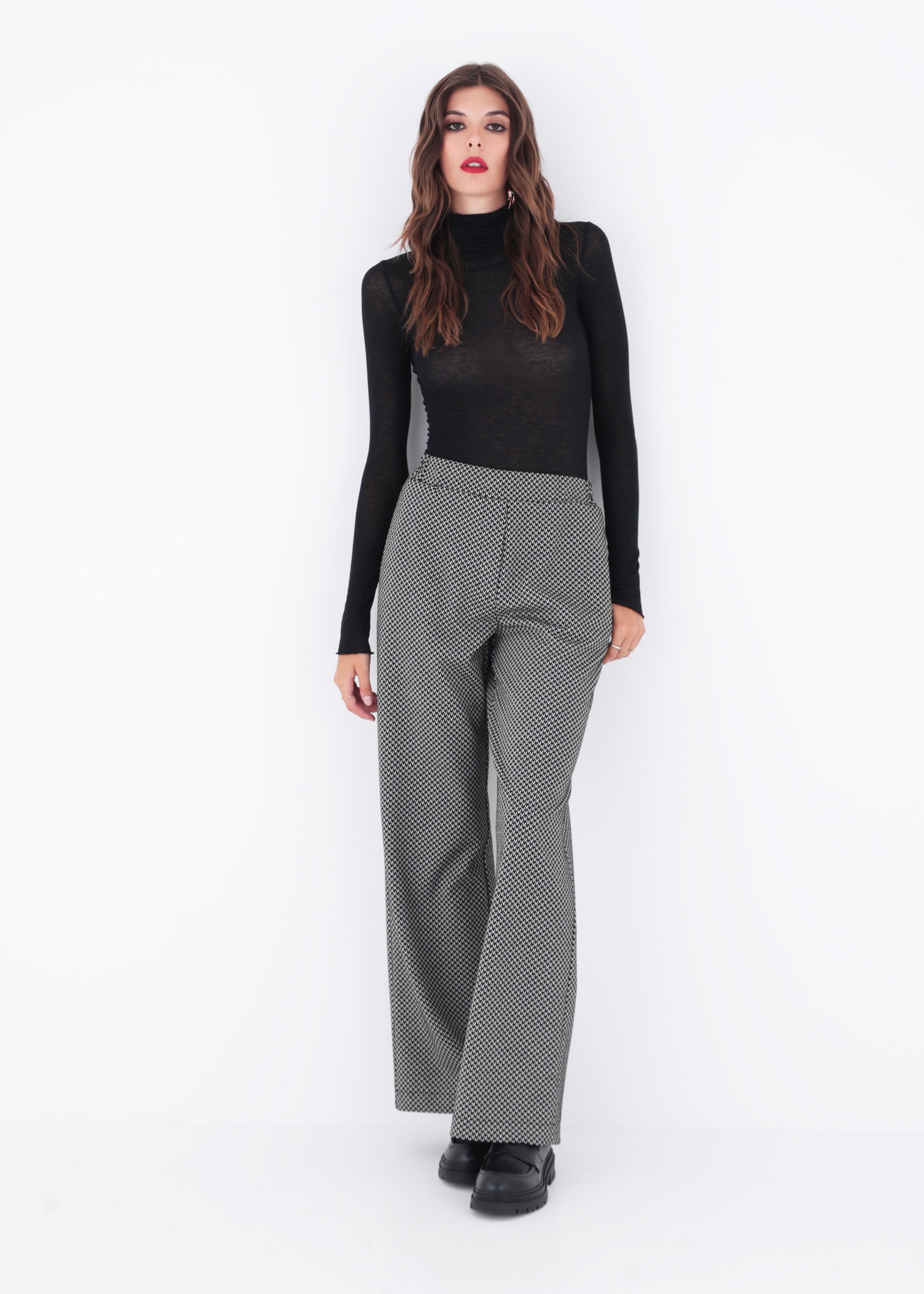 Pantalone palazzo in tessuto jacquard elasticizzato - FW23