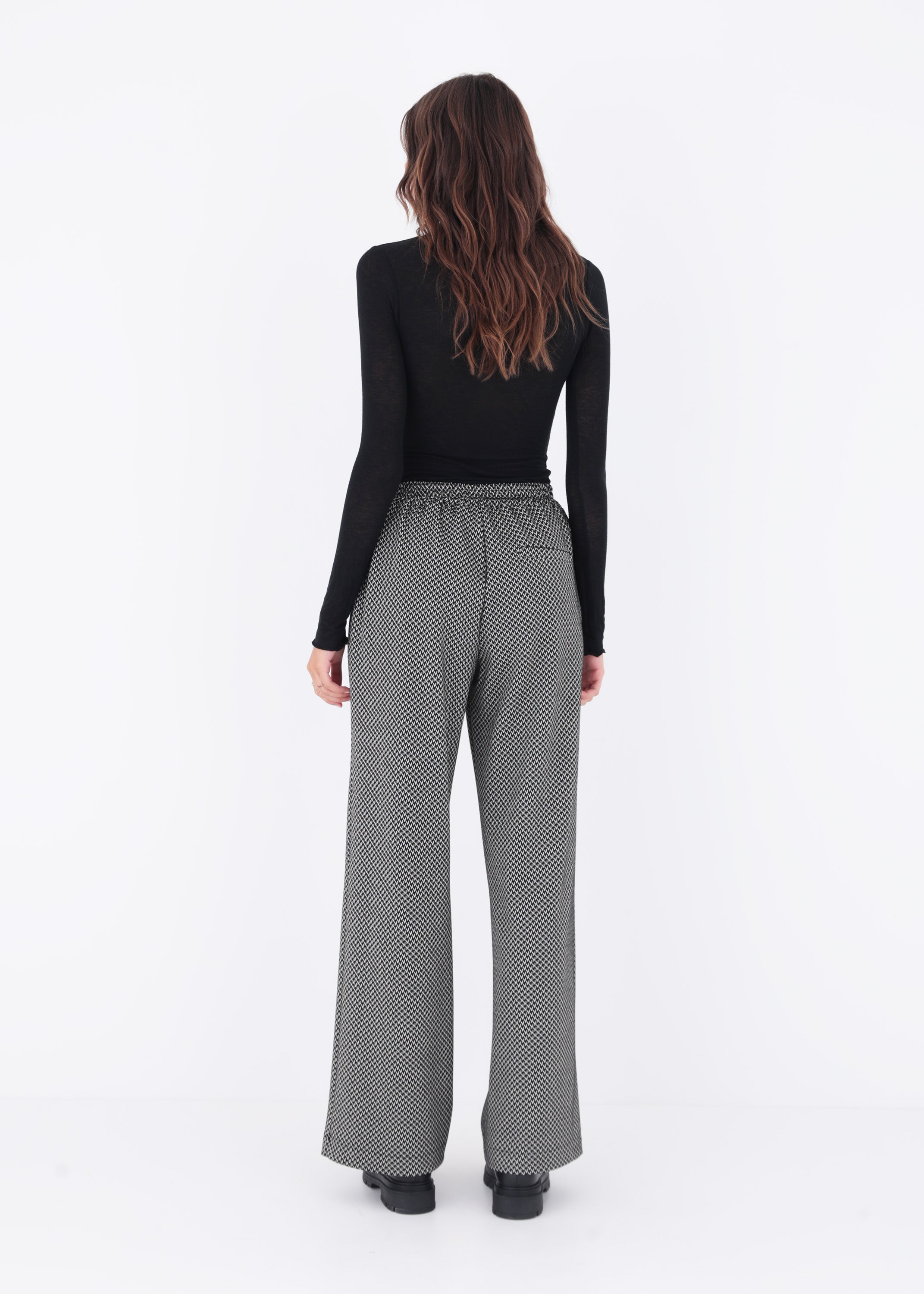 Pantalone palazzo in tessuto jacquard elasticizzato - FW23