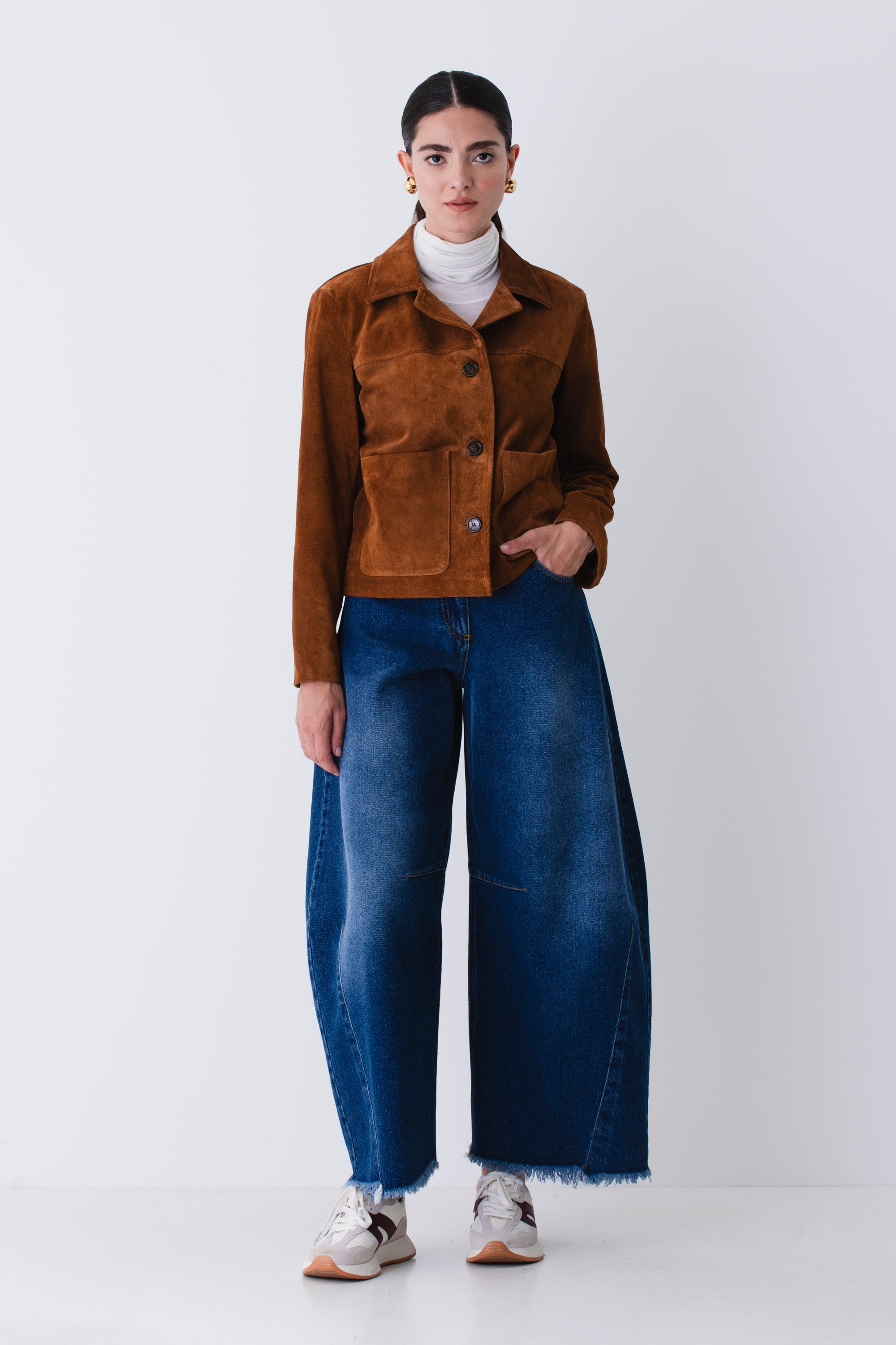 Giacca con bottoni in suede - FW26