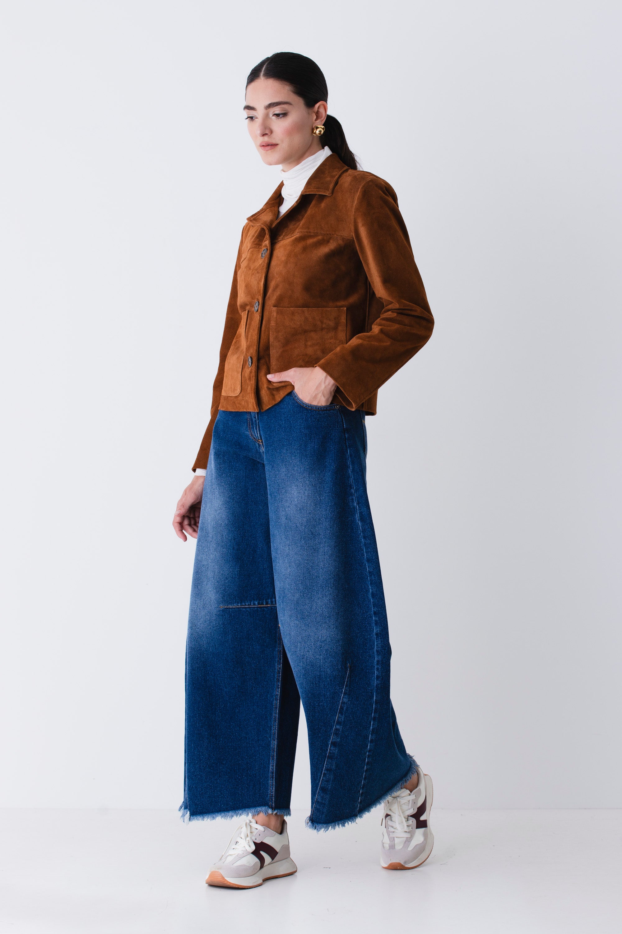 Giacca con bottoni in suede - FW26