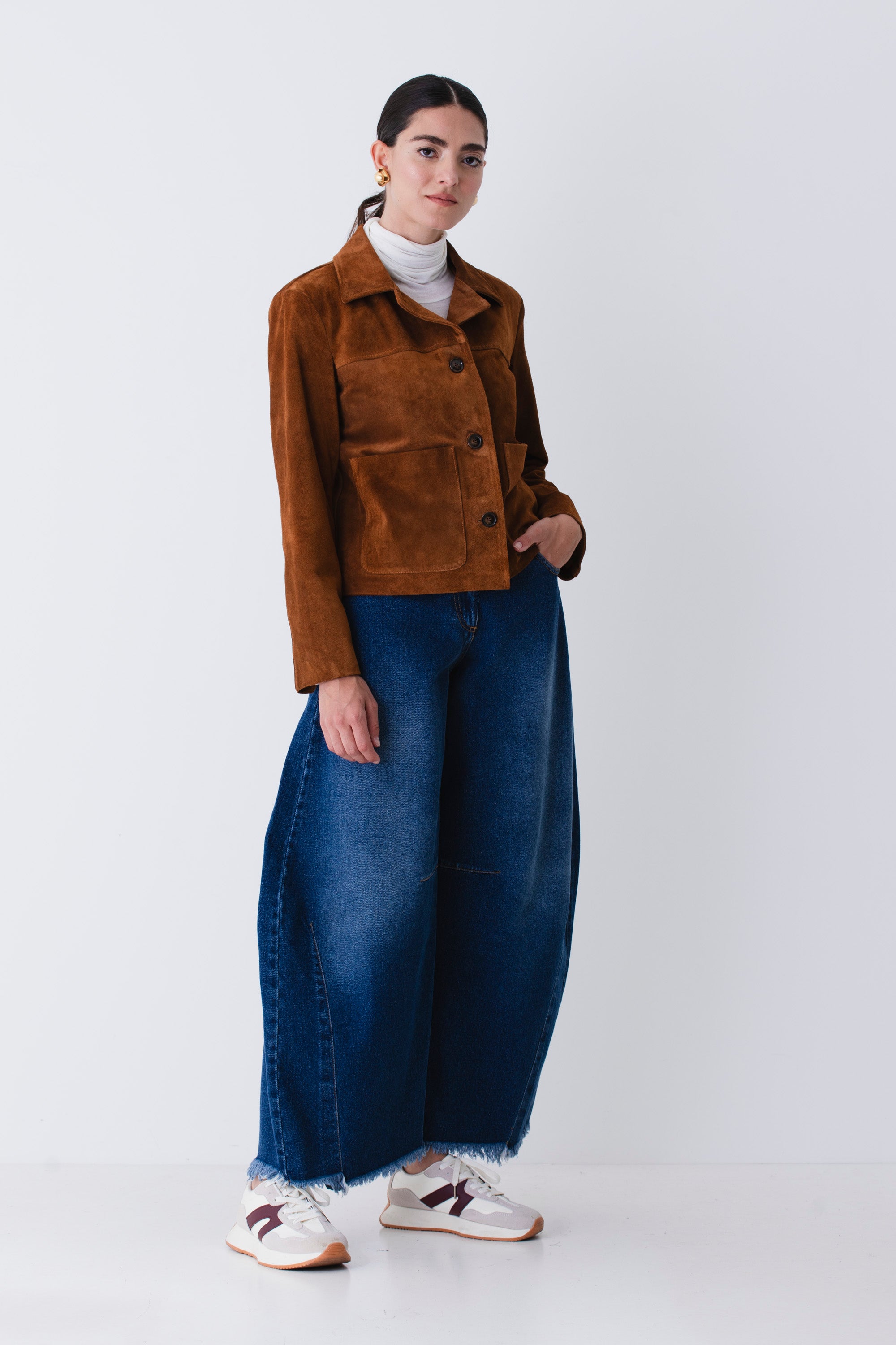 Giacca con bottoni in suede - FW26