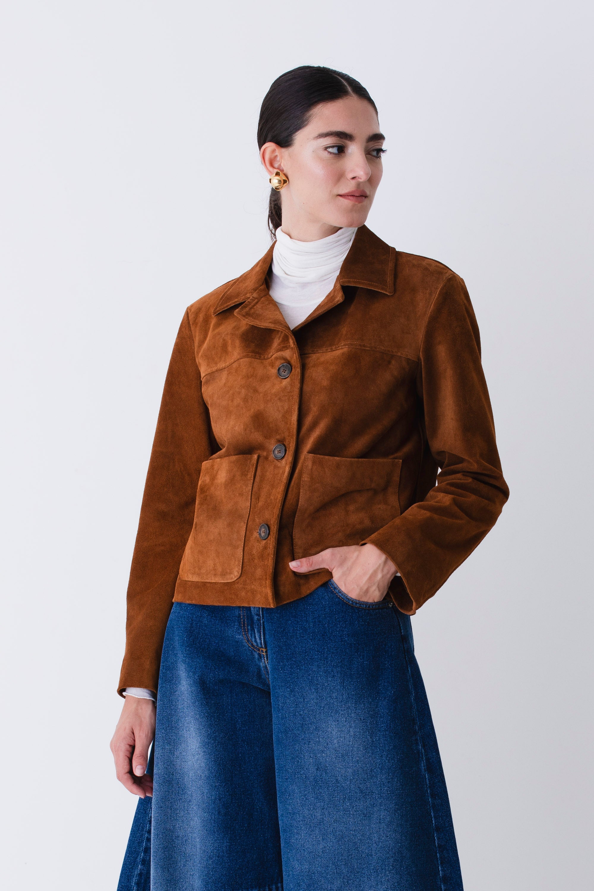 Giacca con bottoni in suede - FW26