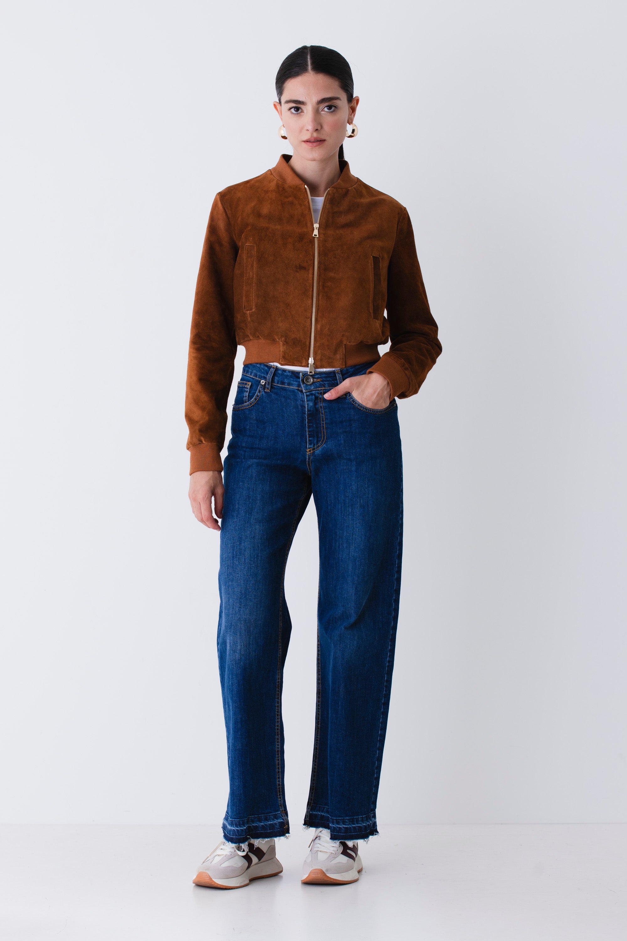 Giacca bomber in pelle scamosciata - FW26
