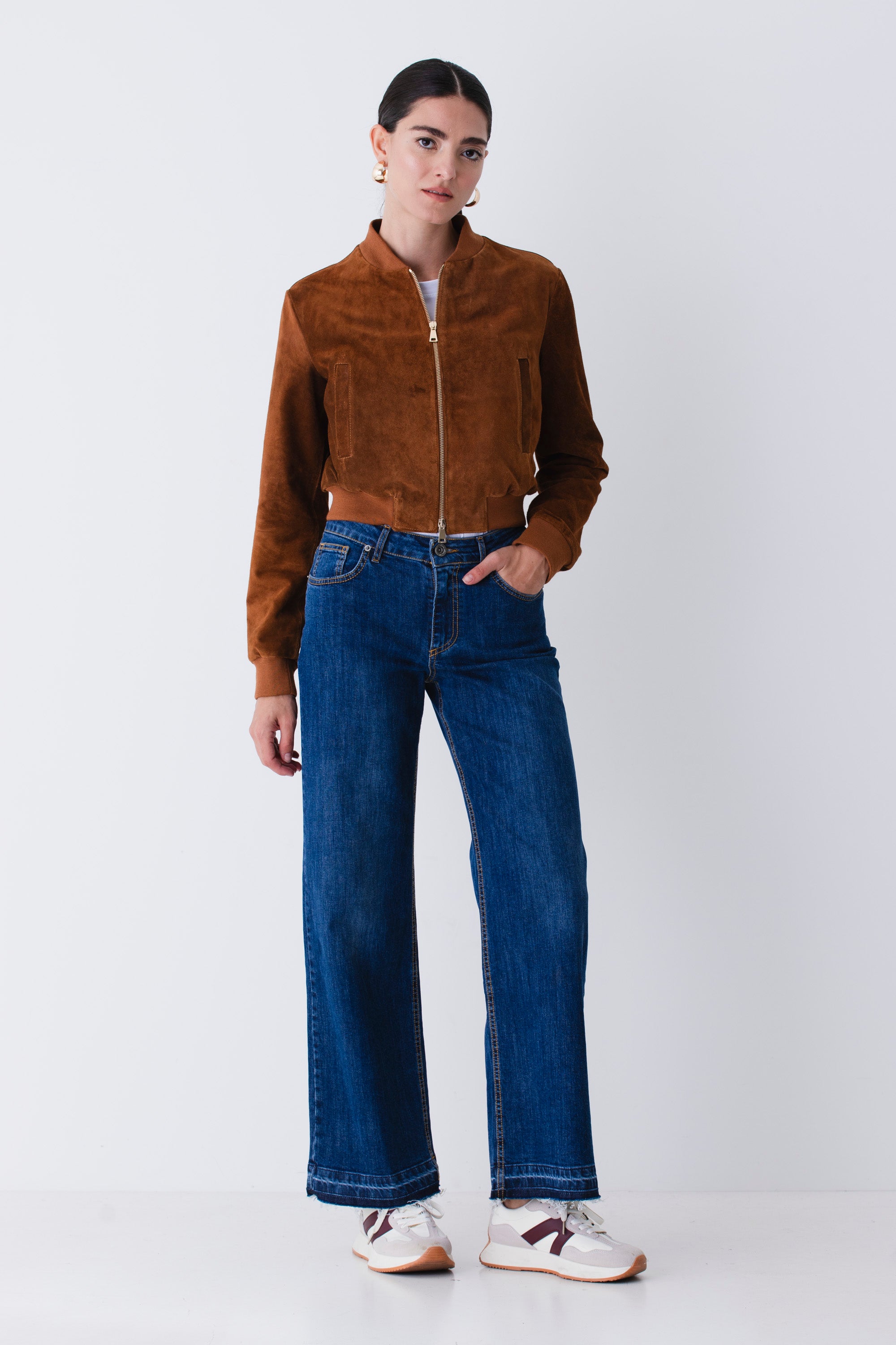 Giacca bomber in pelle scamosciata - FW26