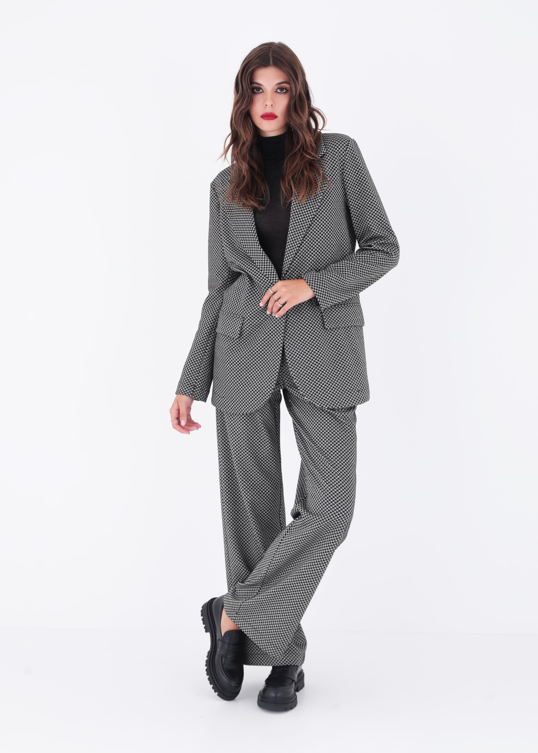 Blazer ad un petto in tessuto jacquard elasticizzato - FW23