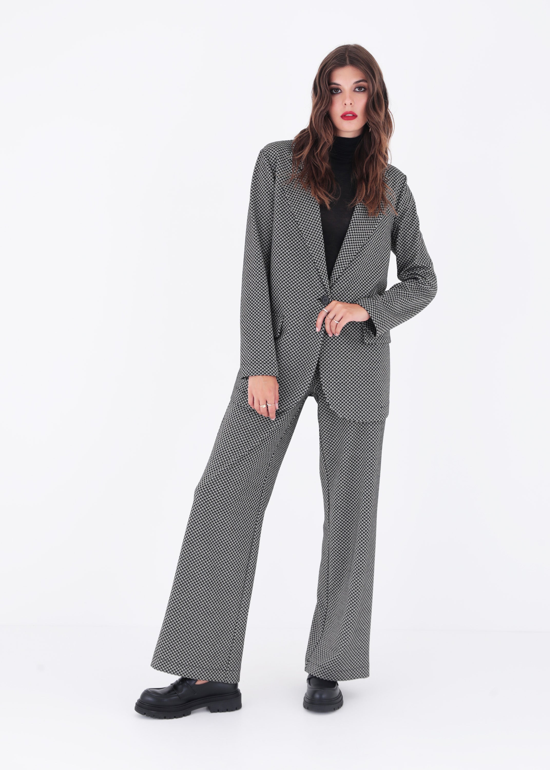 Blazer ad un petto in tessuto jacquard elasticizzato - FW23