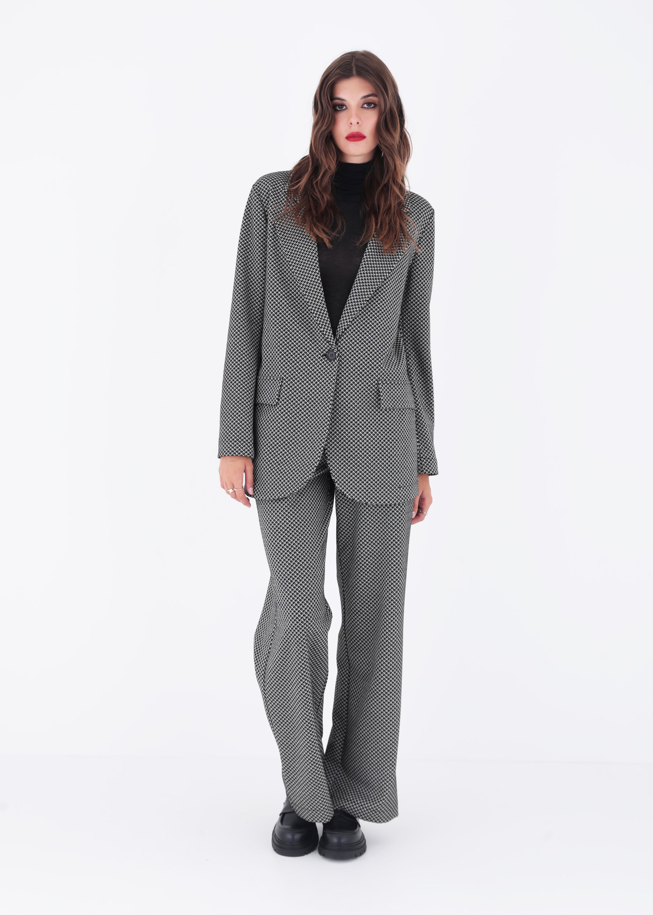 Blazer ad un petto in tessuto jacquard elasticizzato - FW23