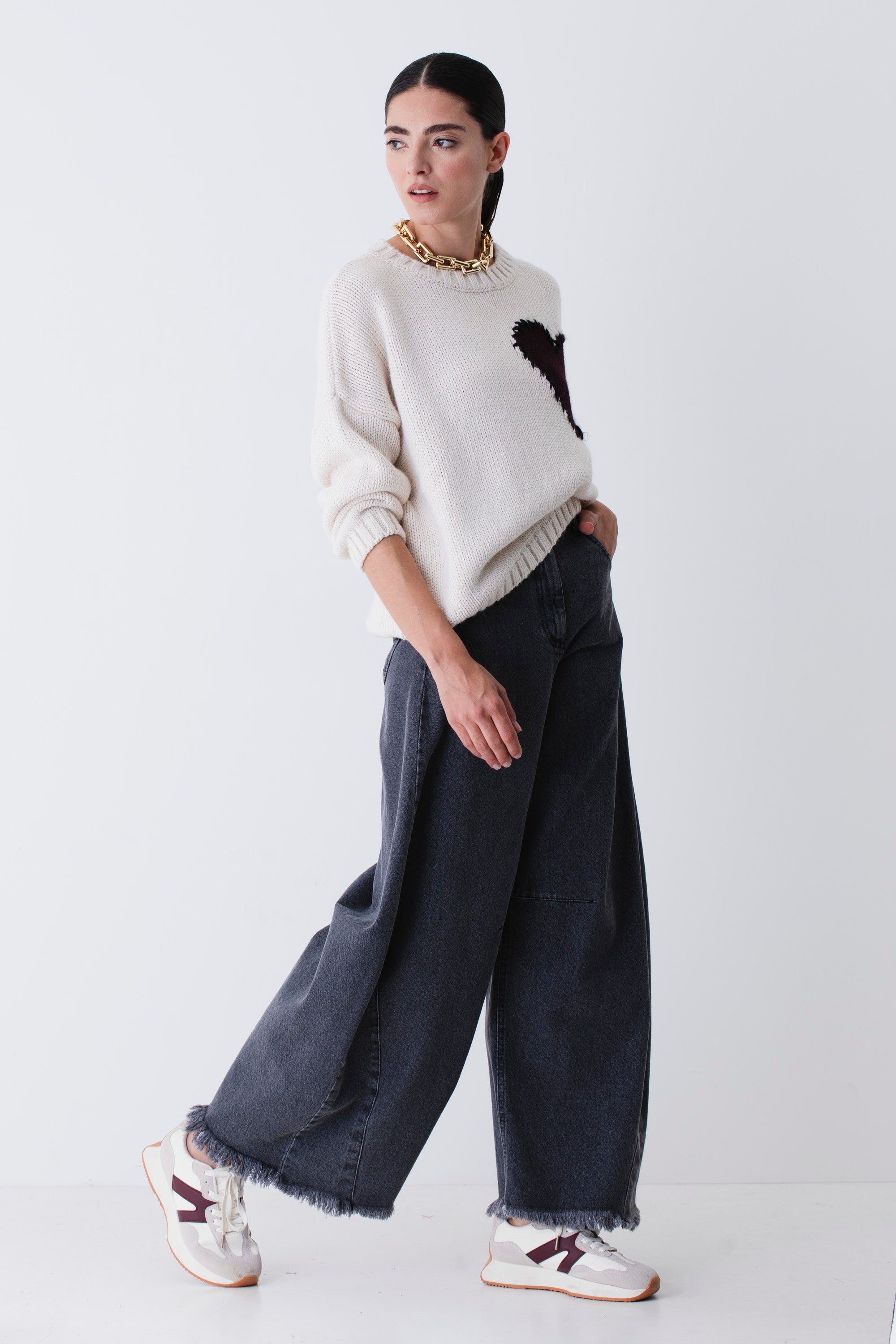 Pullover in misto lana con cuore - FW26