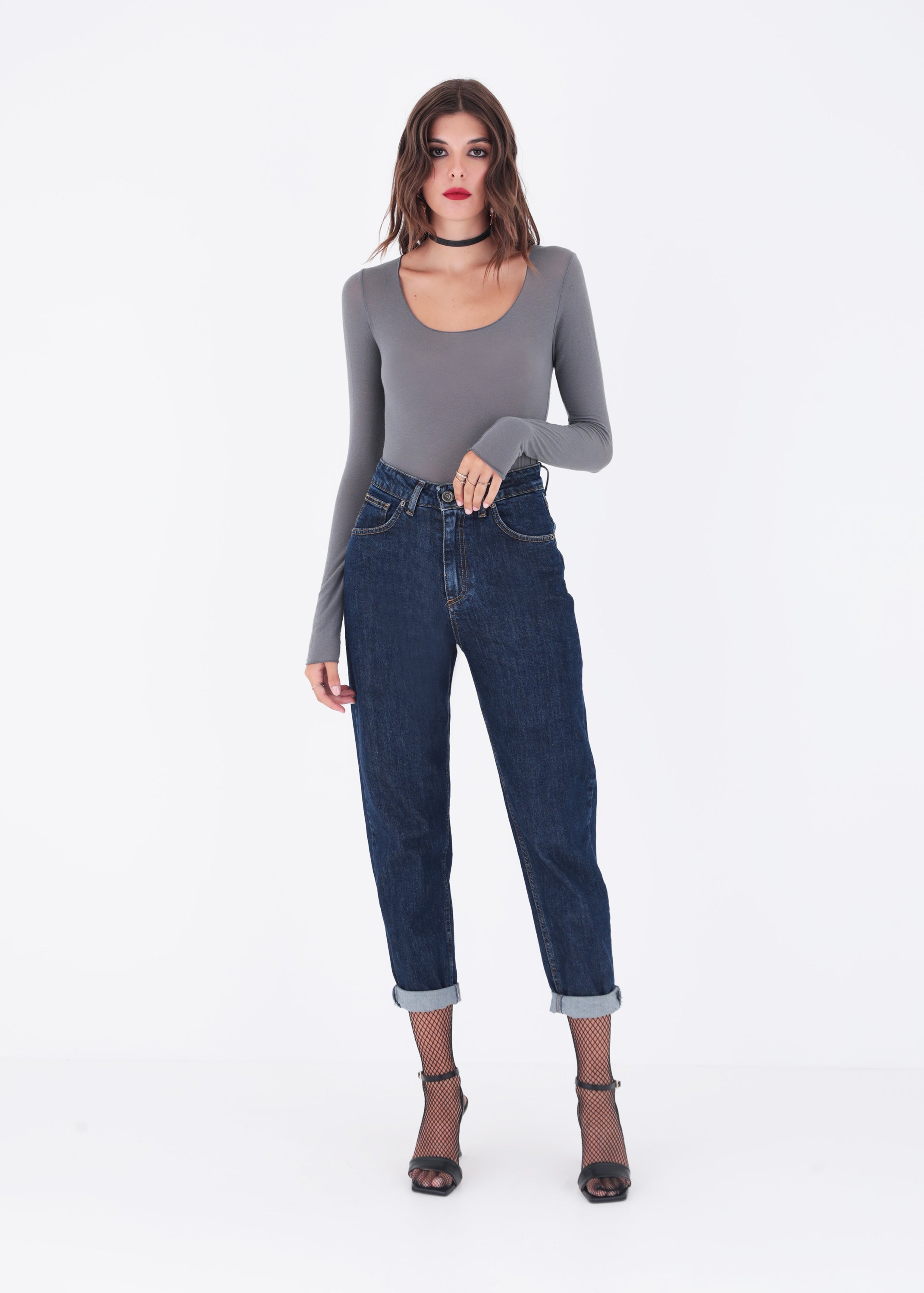 Jeans mom fit in cotone - FW23