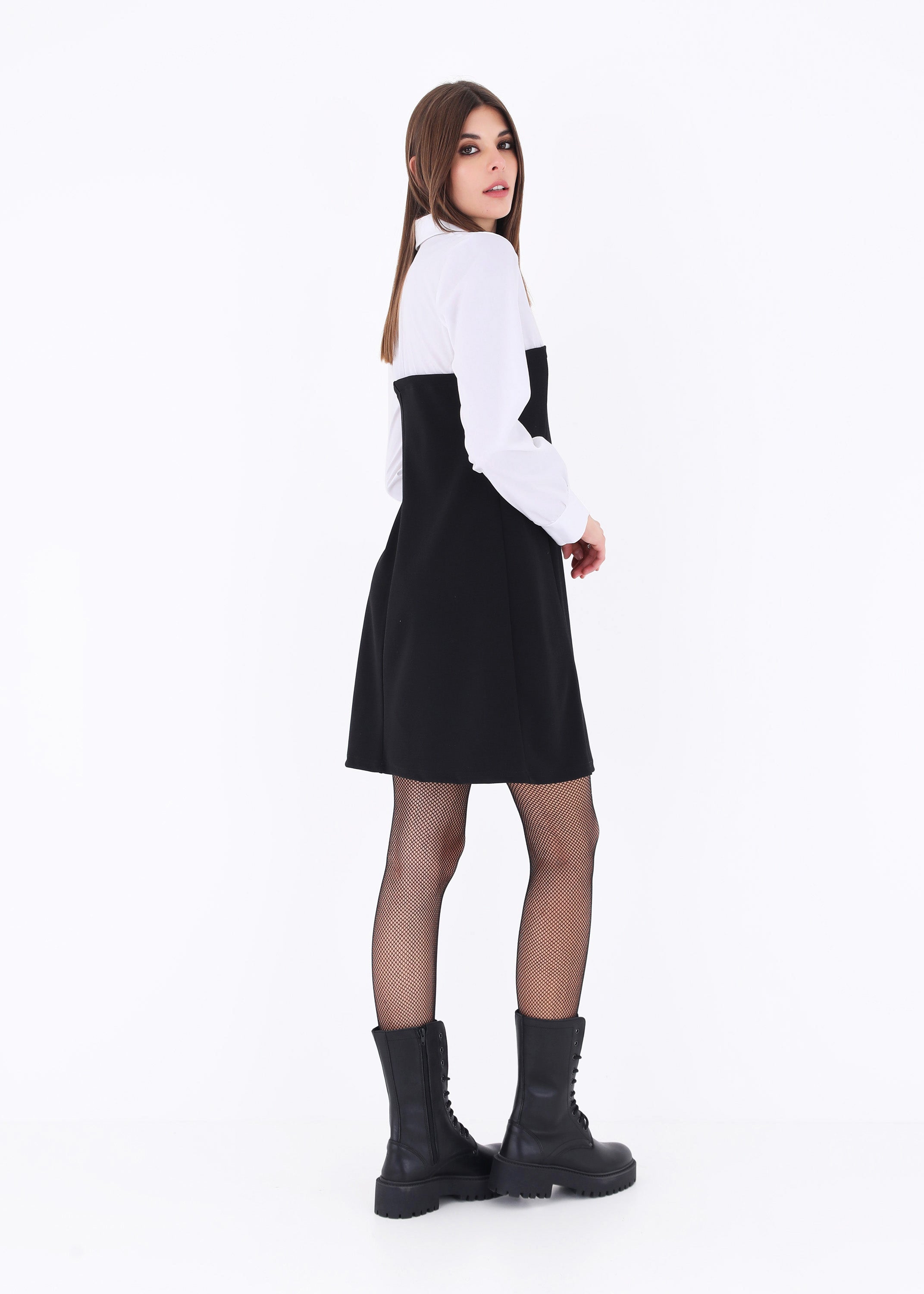 Mini abito bustino in scuba crepe con inserto camicia - FW23