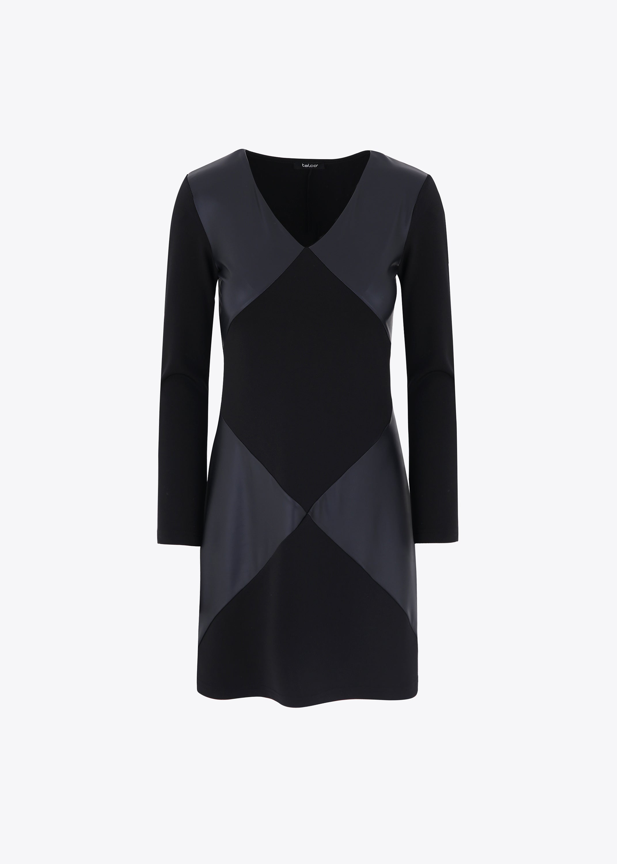 Abito corto con inserti ecopelle - FW23