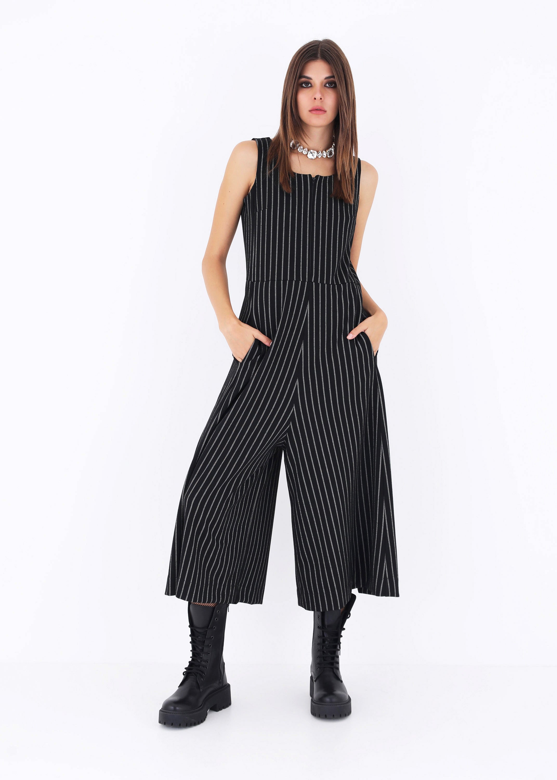 Salopette in punto milano gessato - FW23