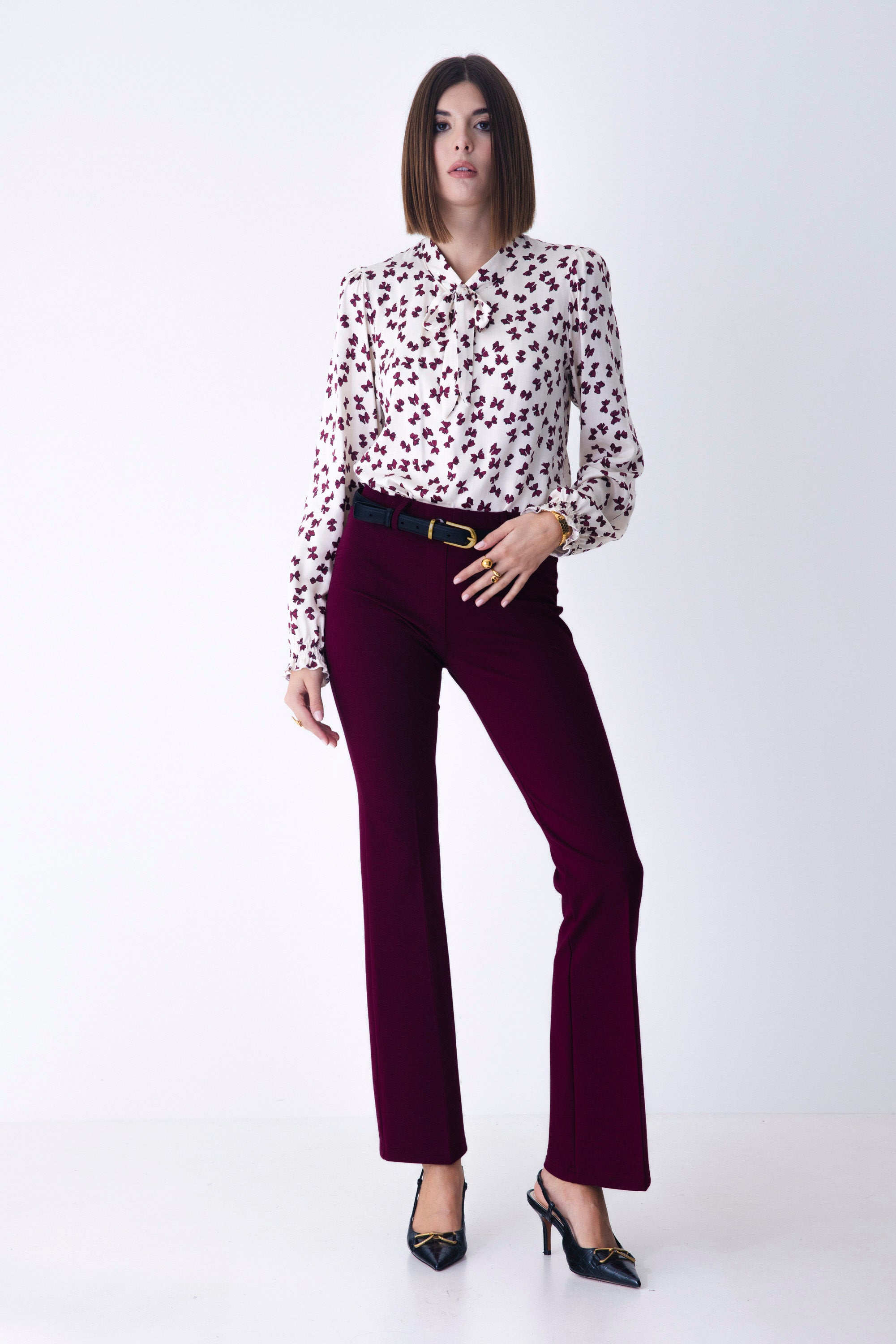 Pantalone a zampa in punto milano stretch - FW25
