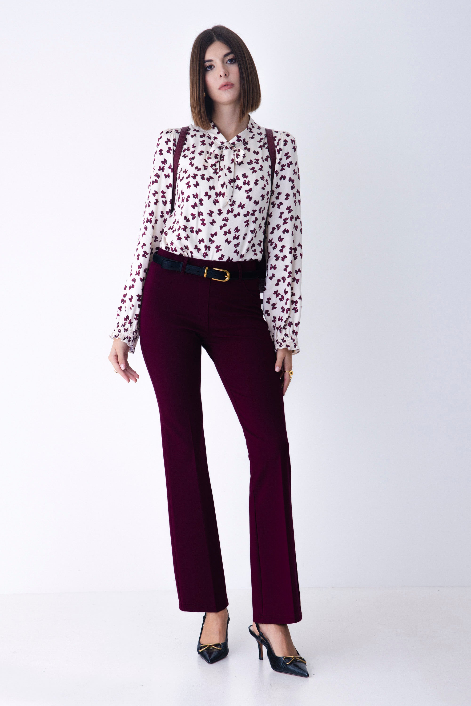 Pantalone a zampa in punto milano stretch - FW25