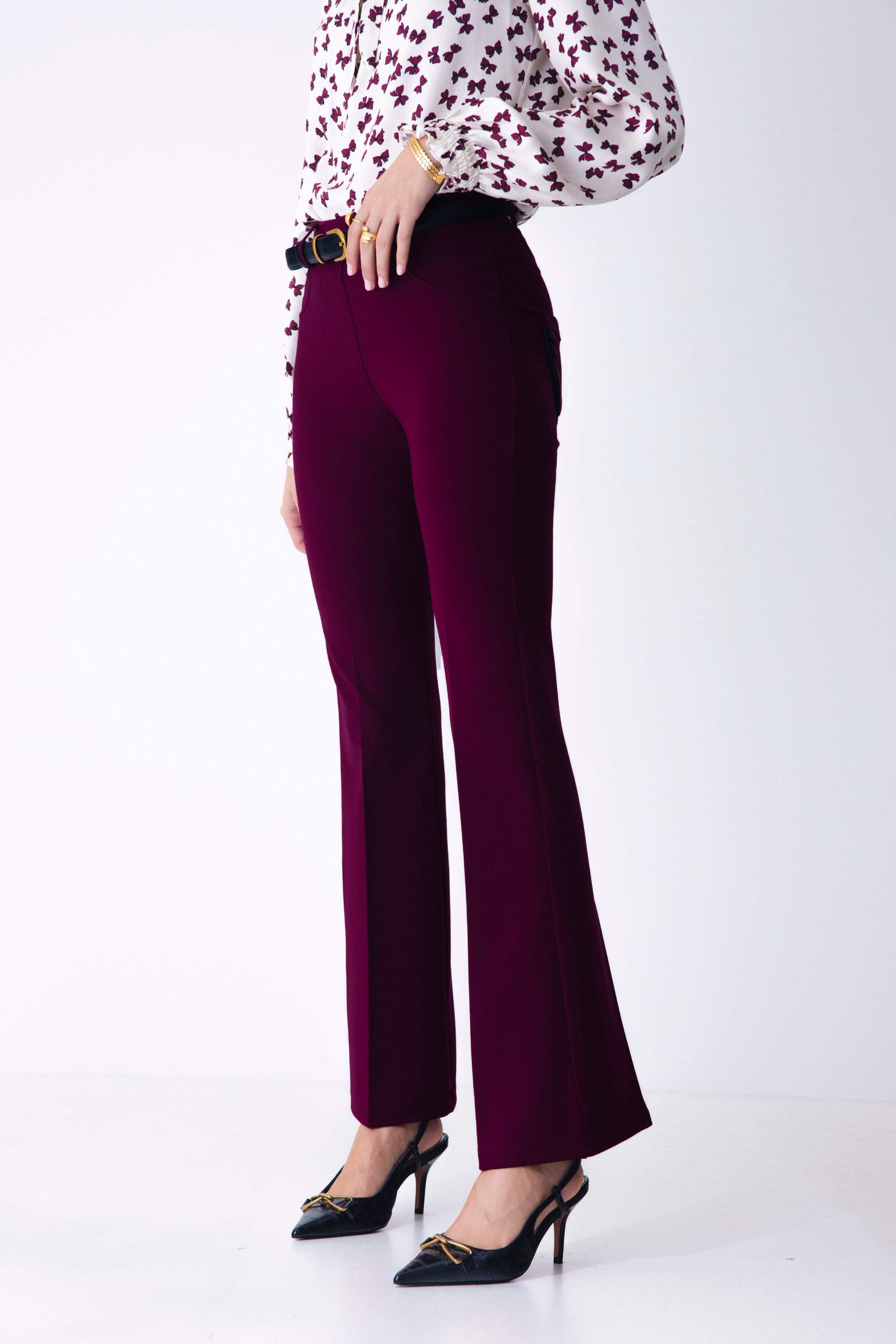 Pantalone a zampa in punto milano stretch - FW25