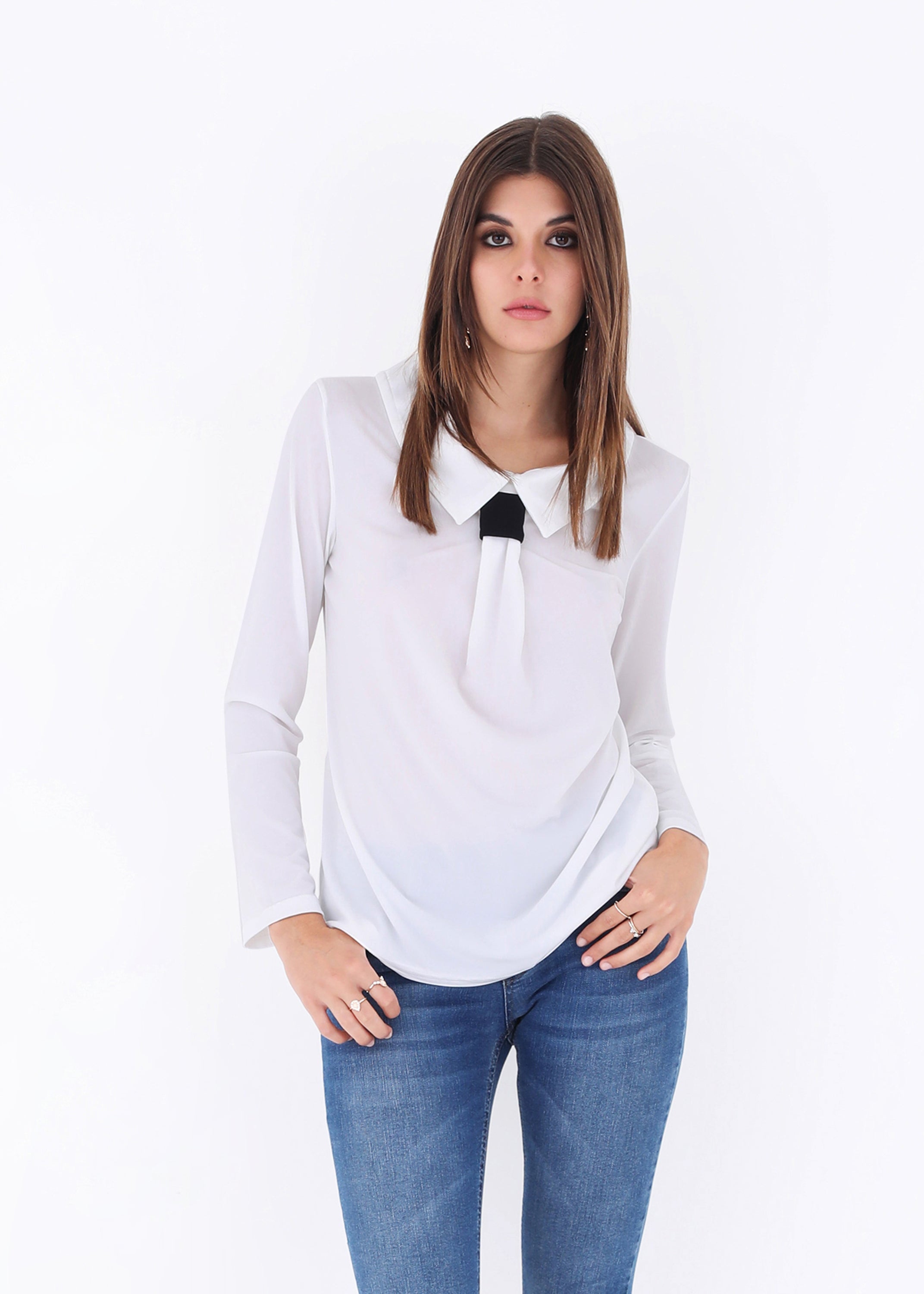 Camicia in jersey con finta cravatta - FW23