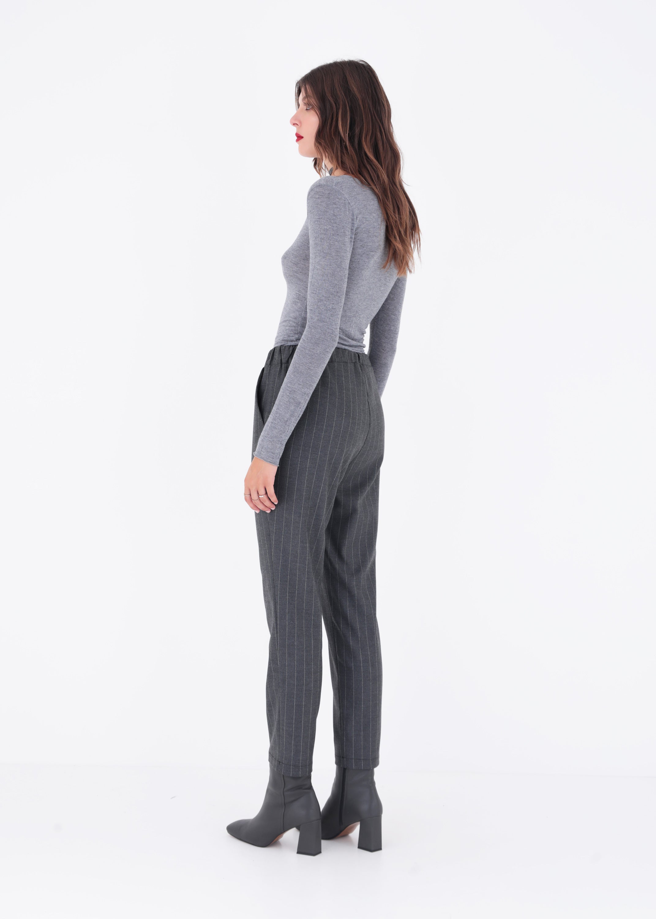Pantalone dritto in tessuto gessato - FW23