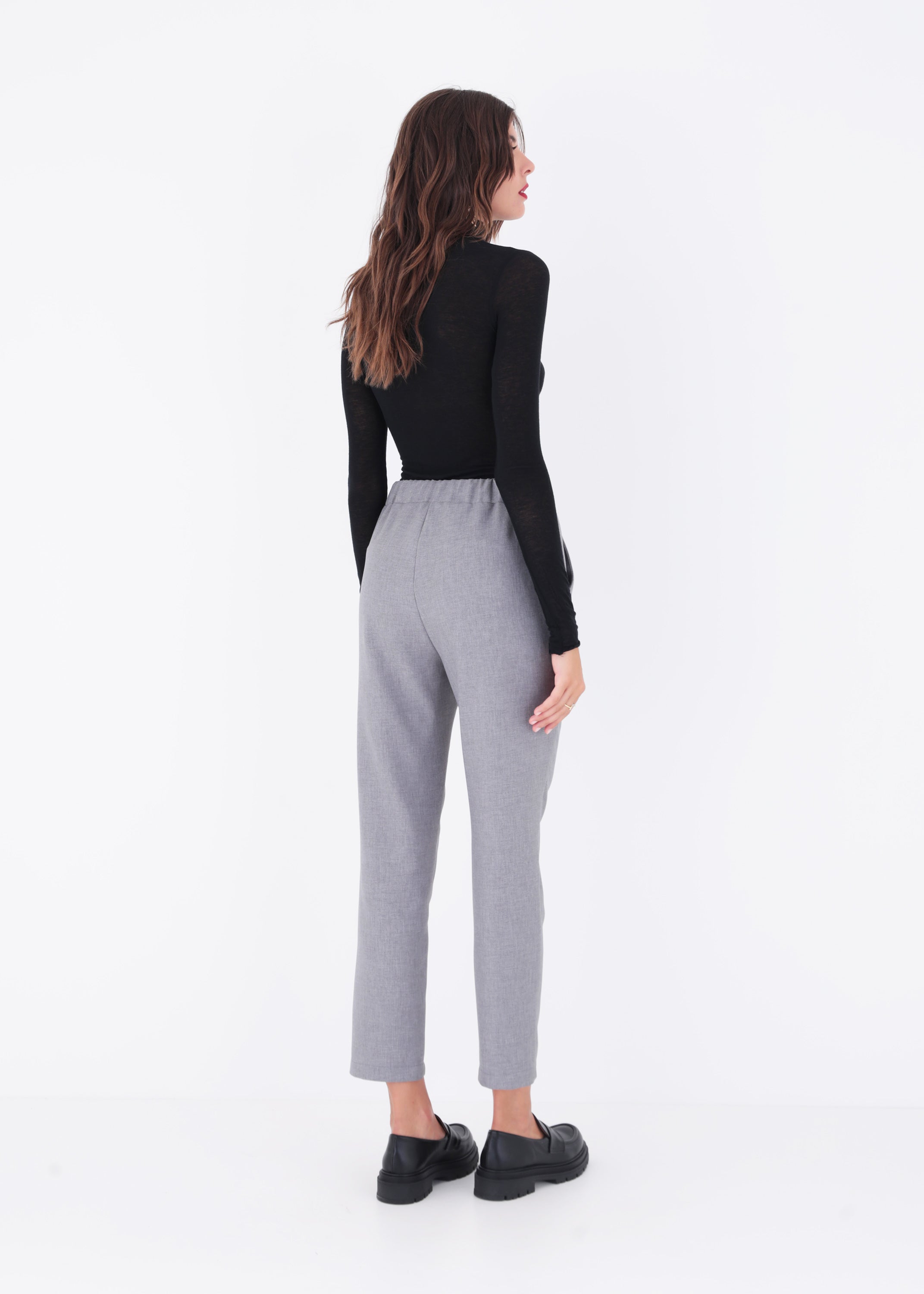 Pantalone dritto in tessuto effetto melange - FW23