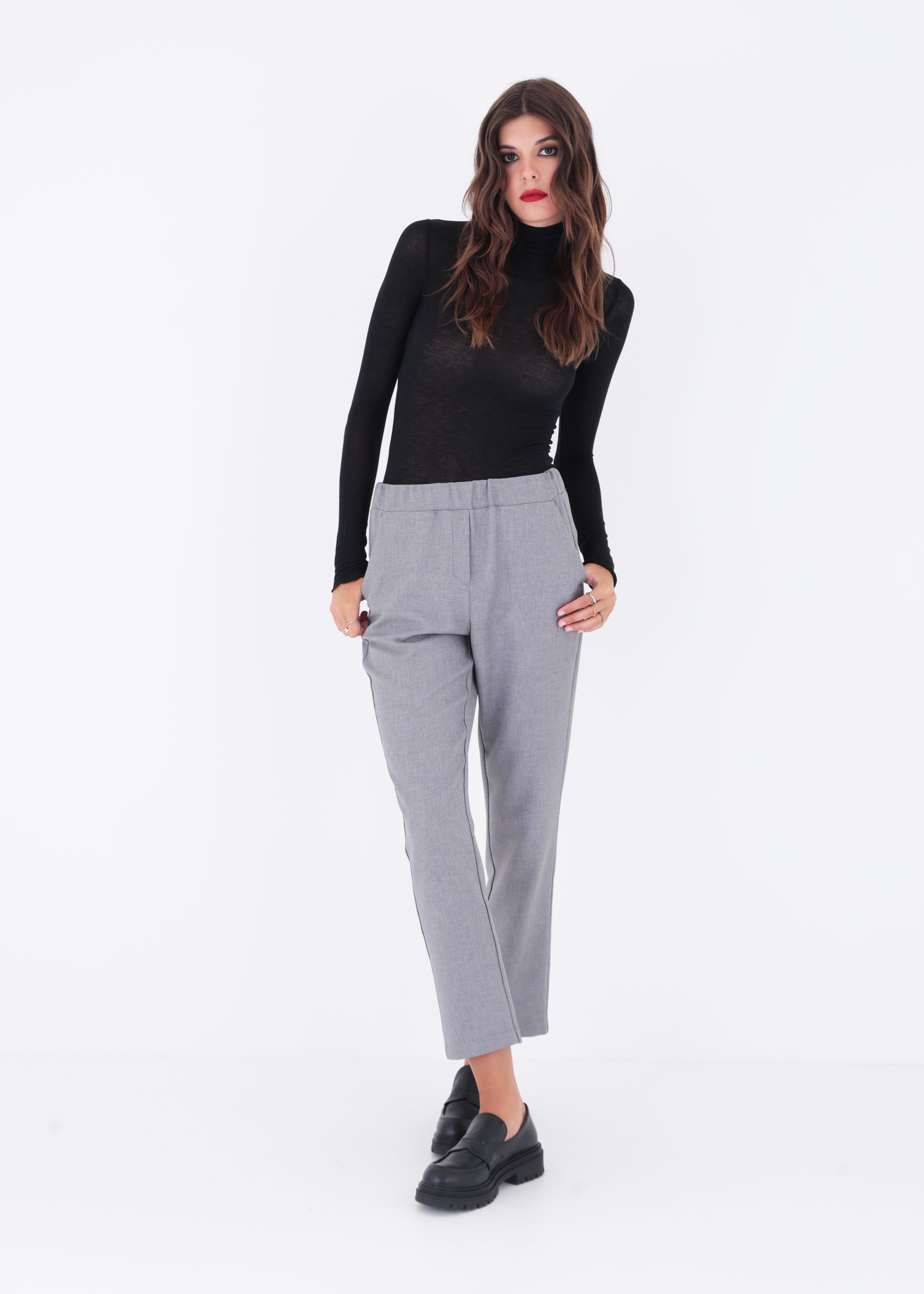 Pantalone dritto in tessuto effetto melange - FW23