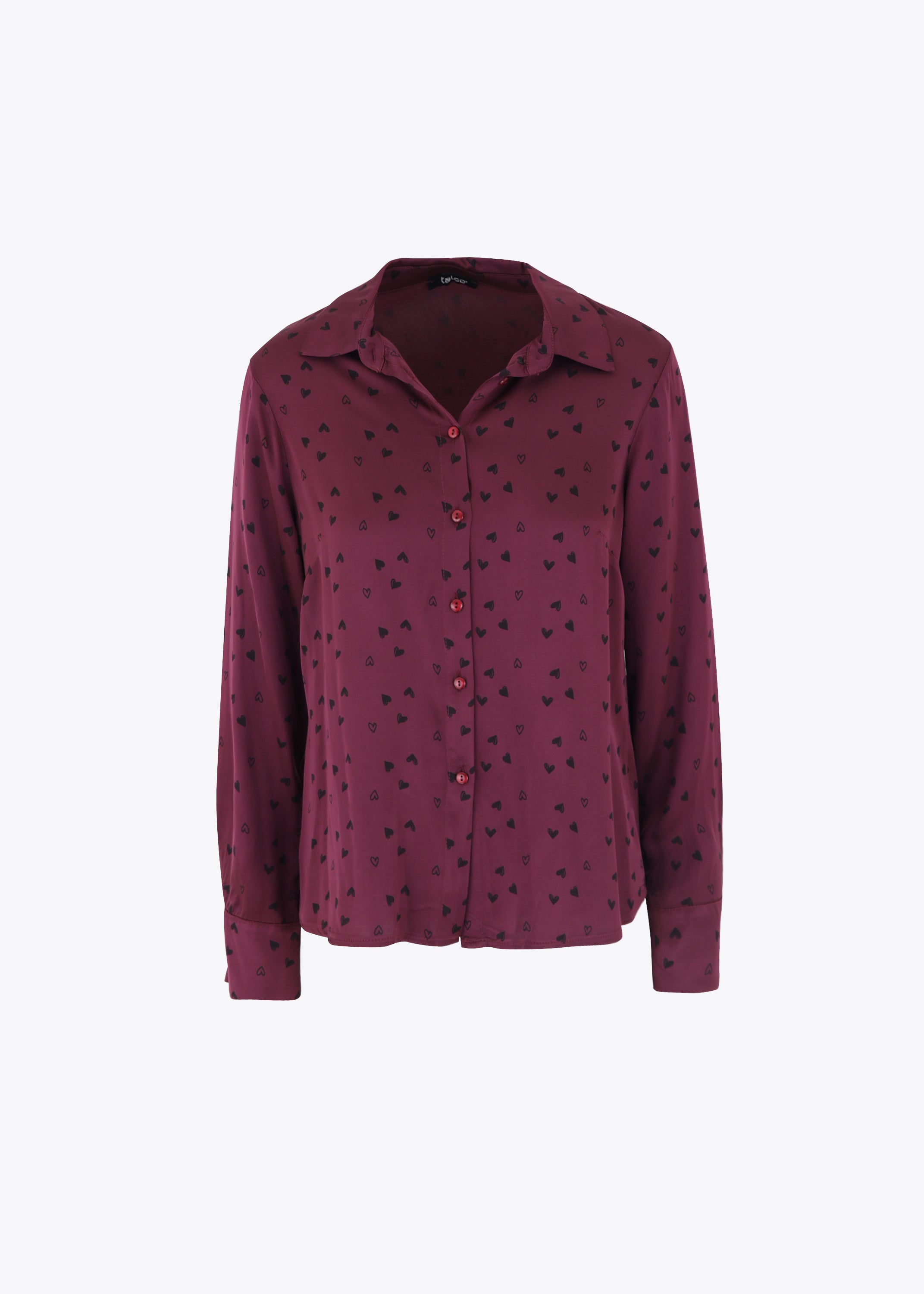 Camicia fantasia cuoricini in raso di viscosa - FW23