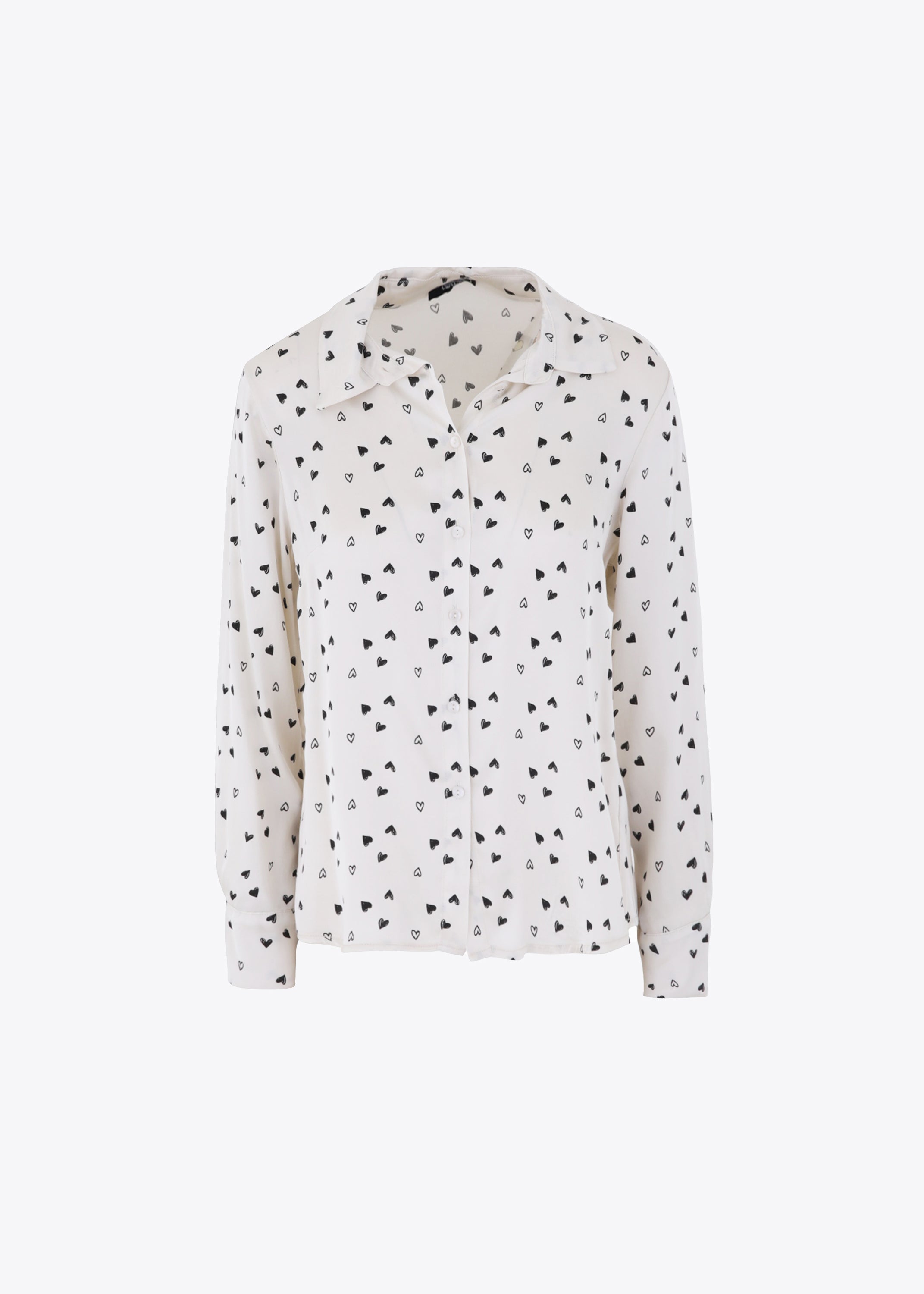 Camicia fantasia cuoricini in raso di viscosa - FW23