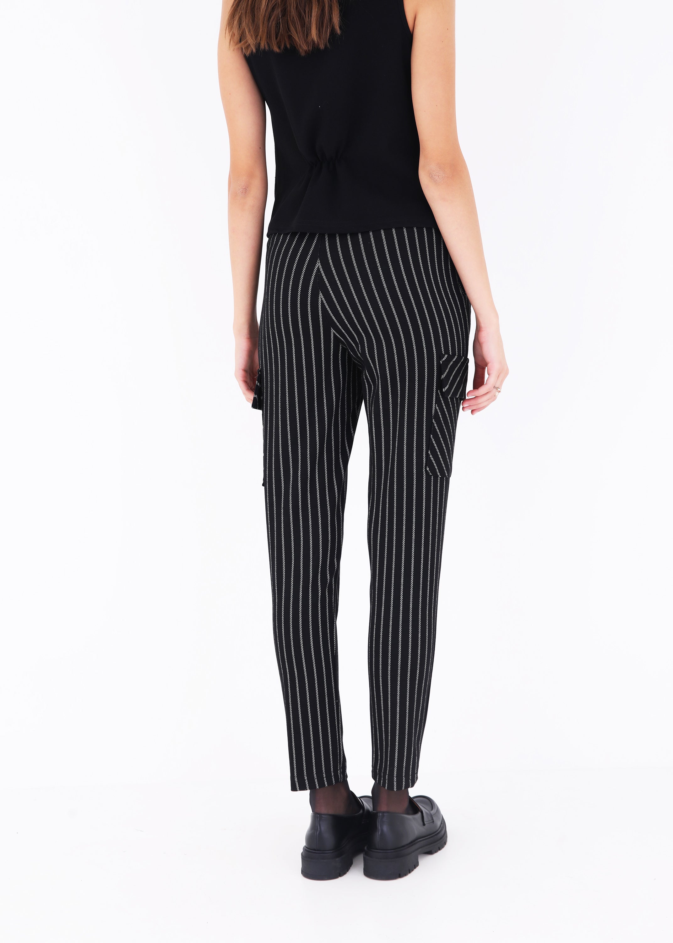Pantalone cargo in tessuto gessato - FW23