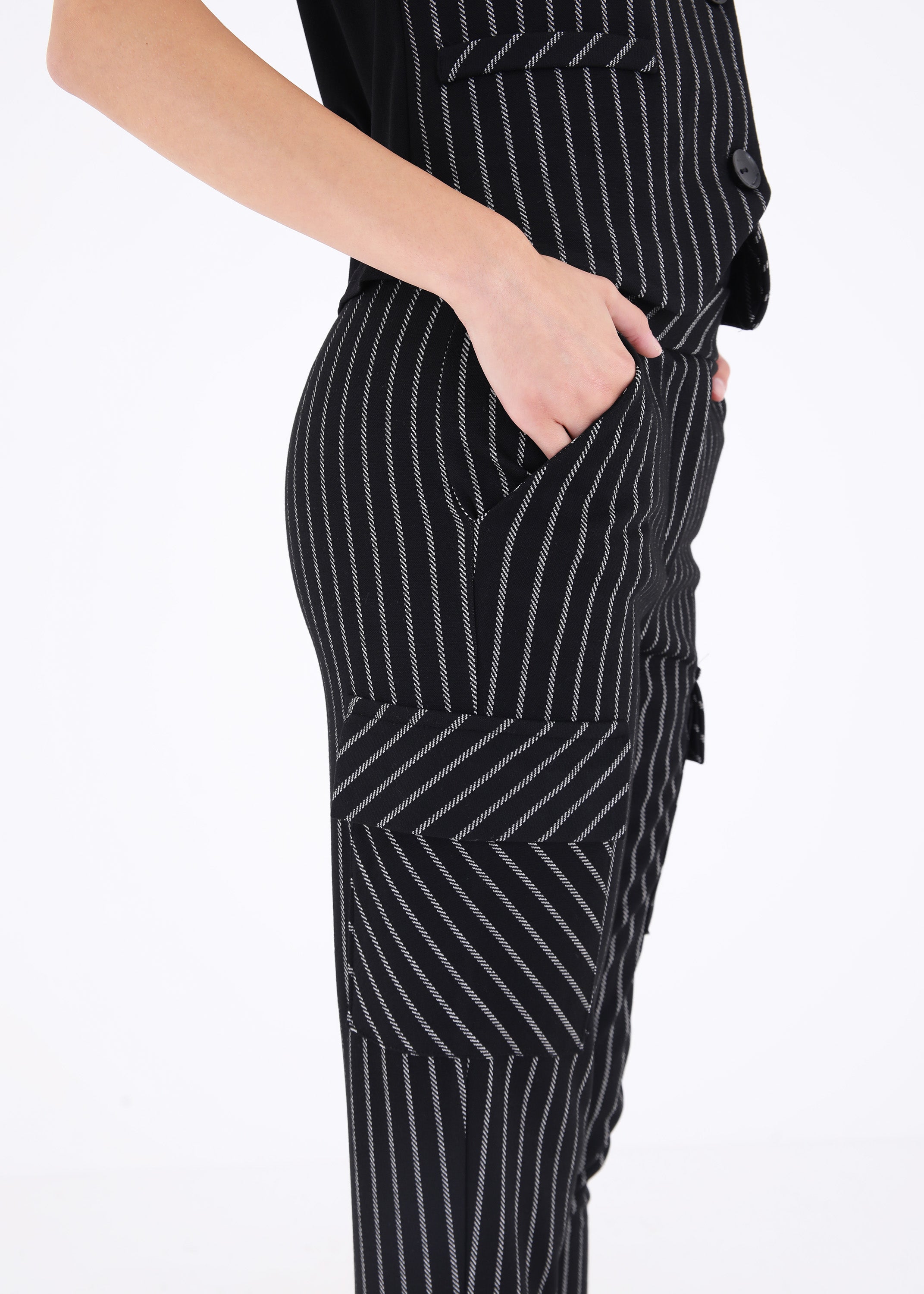 Pantalone cargo in tessuto gessato - FW23