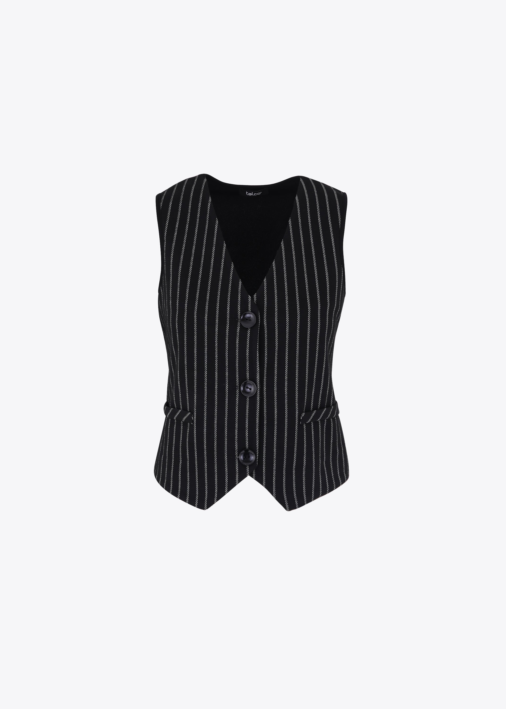 Gilet ad un petto in tessuto gessato - FW23