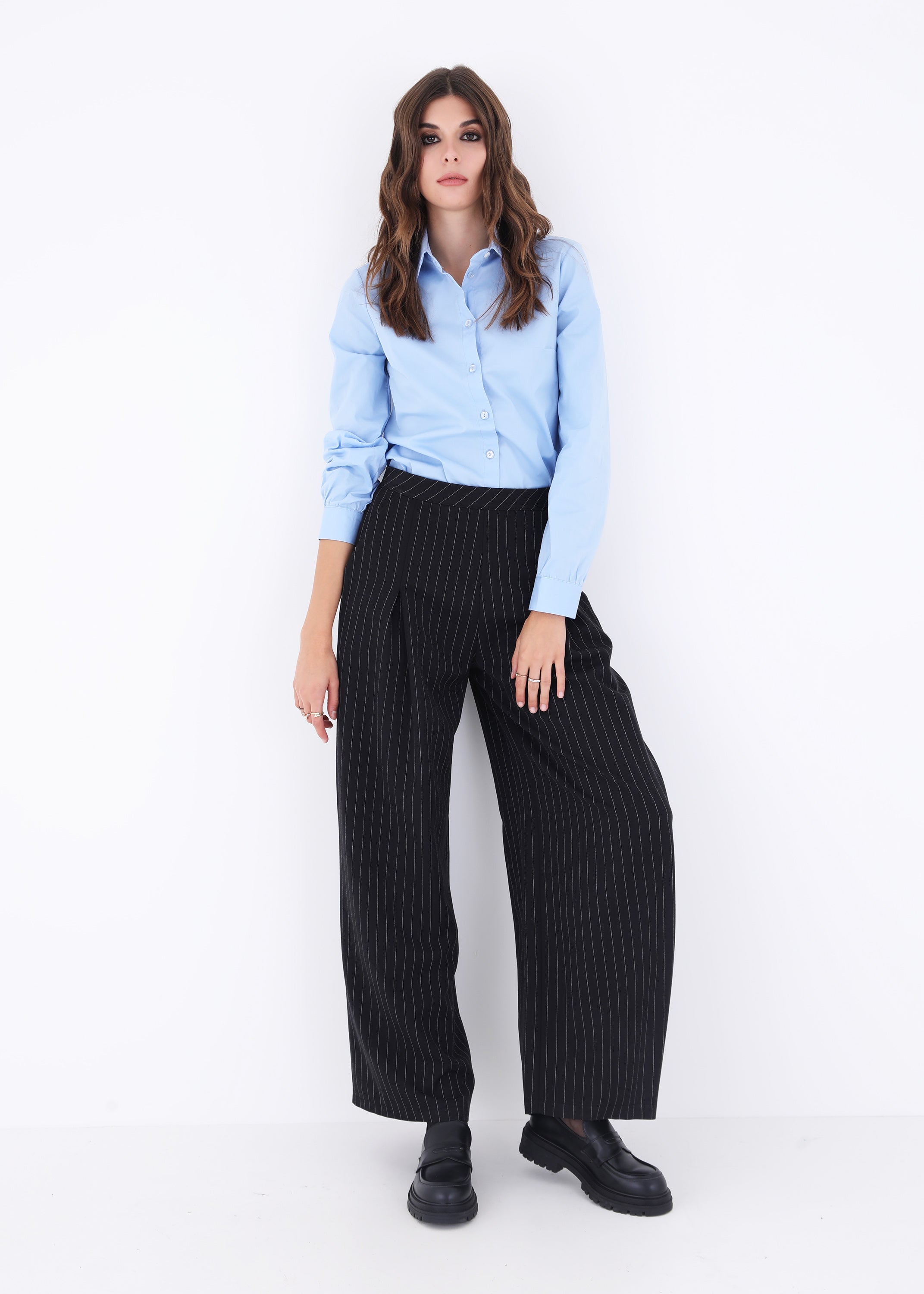 Pantalone palazzo in tessuto gessato - FW23