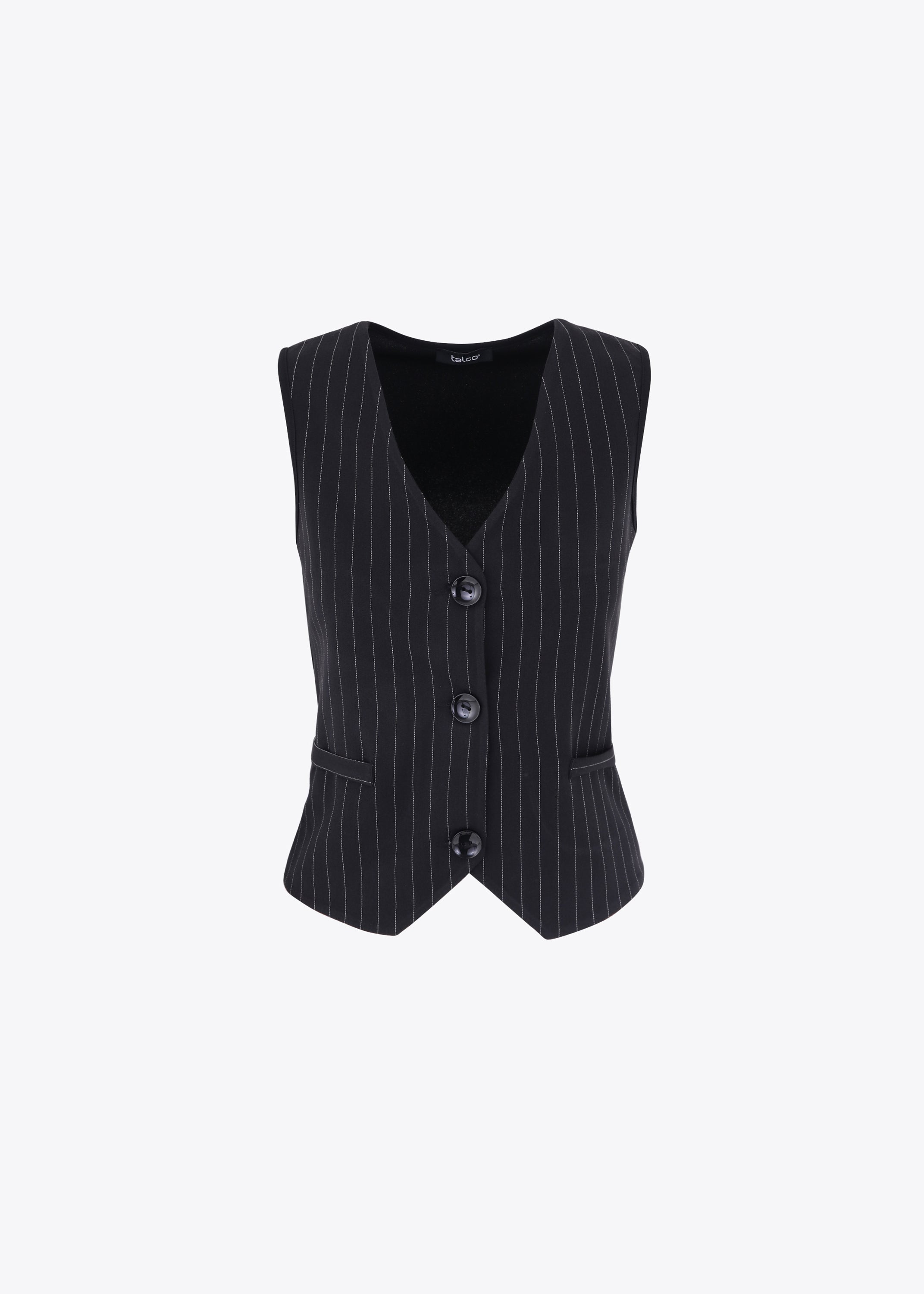 Gilet ad un petto in tessuto gessato - FW23