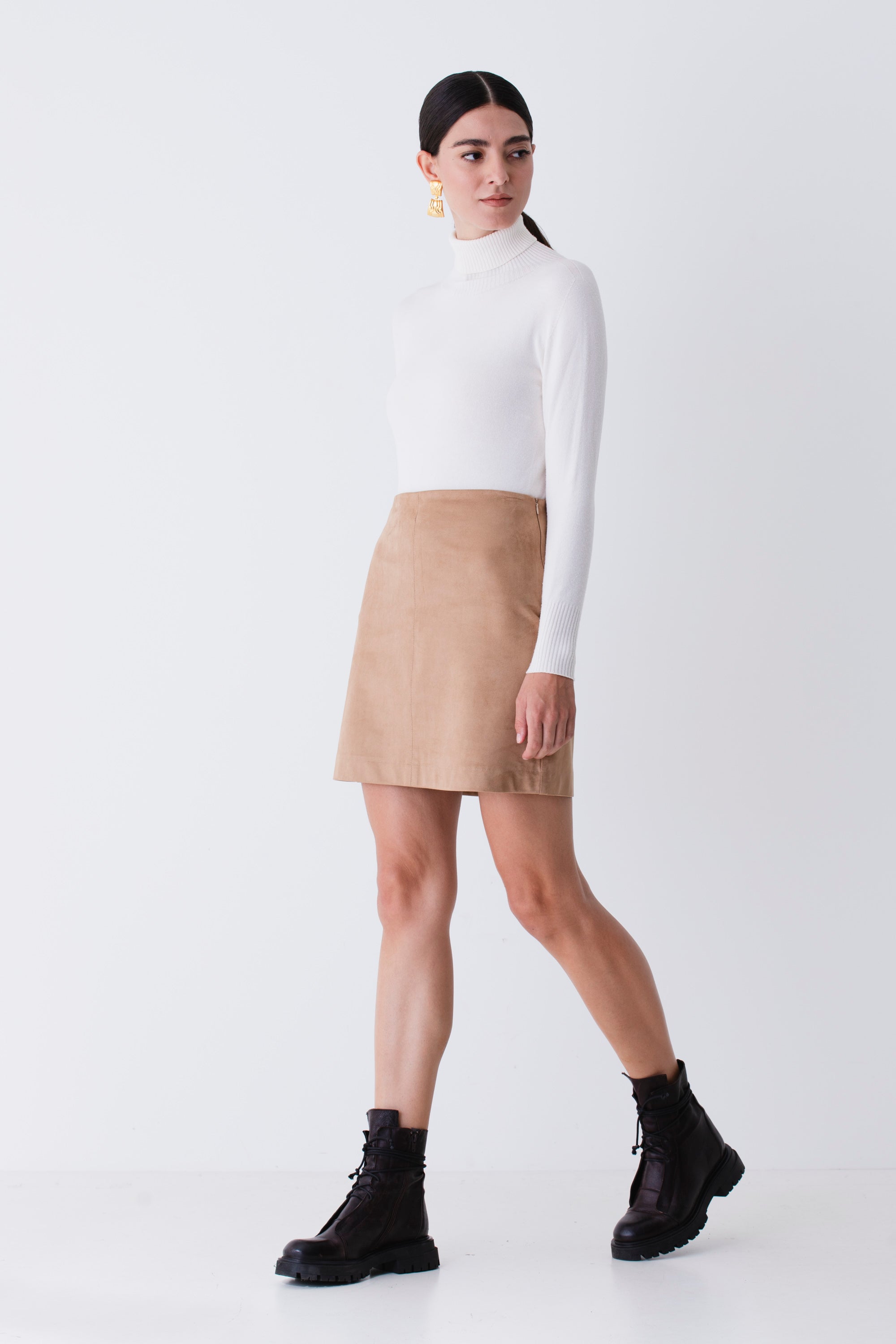 Mini gonna in effetto camoscio - FW26