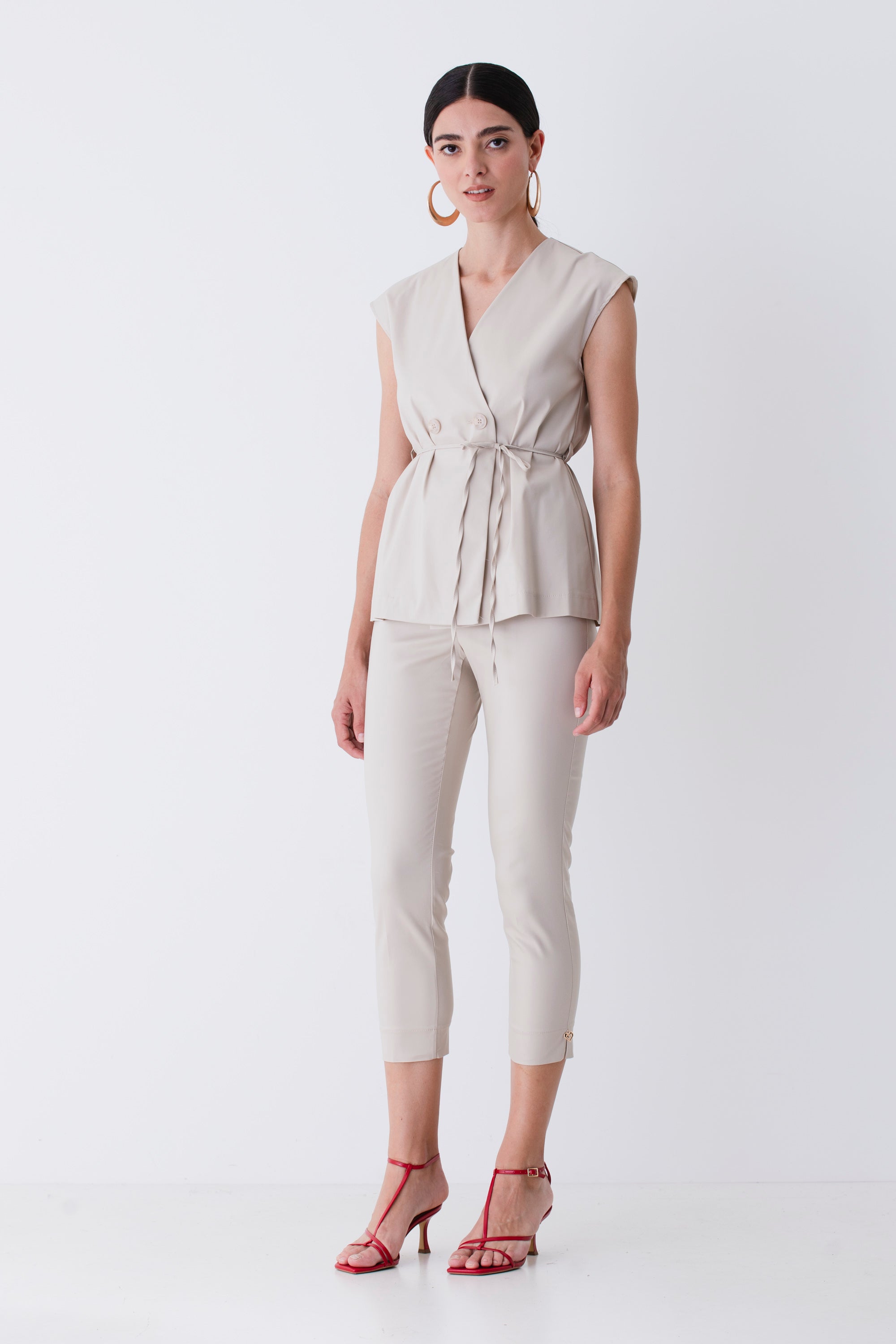 Gilet doppio petto in cotone elasticizzato - PE25
