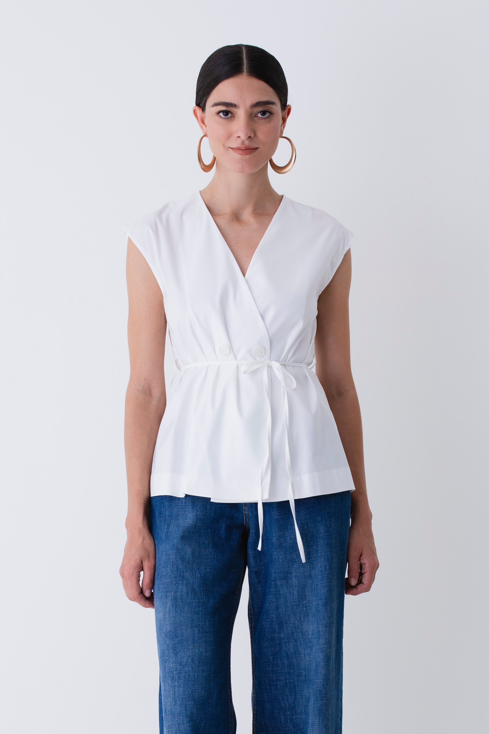 Gilet doppio petto in cotone elasticizzato - PE25