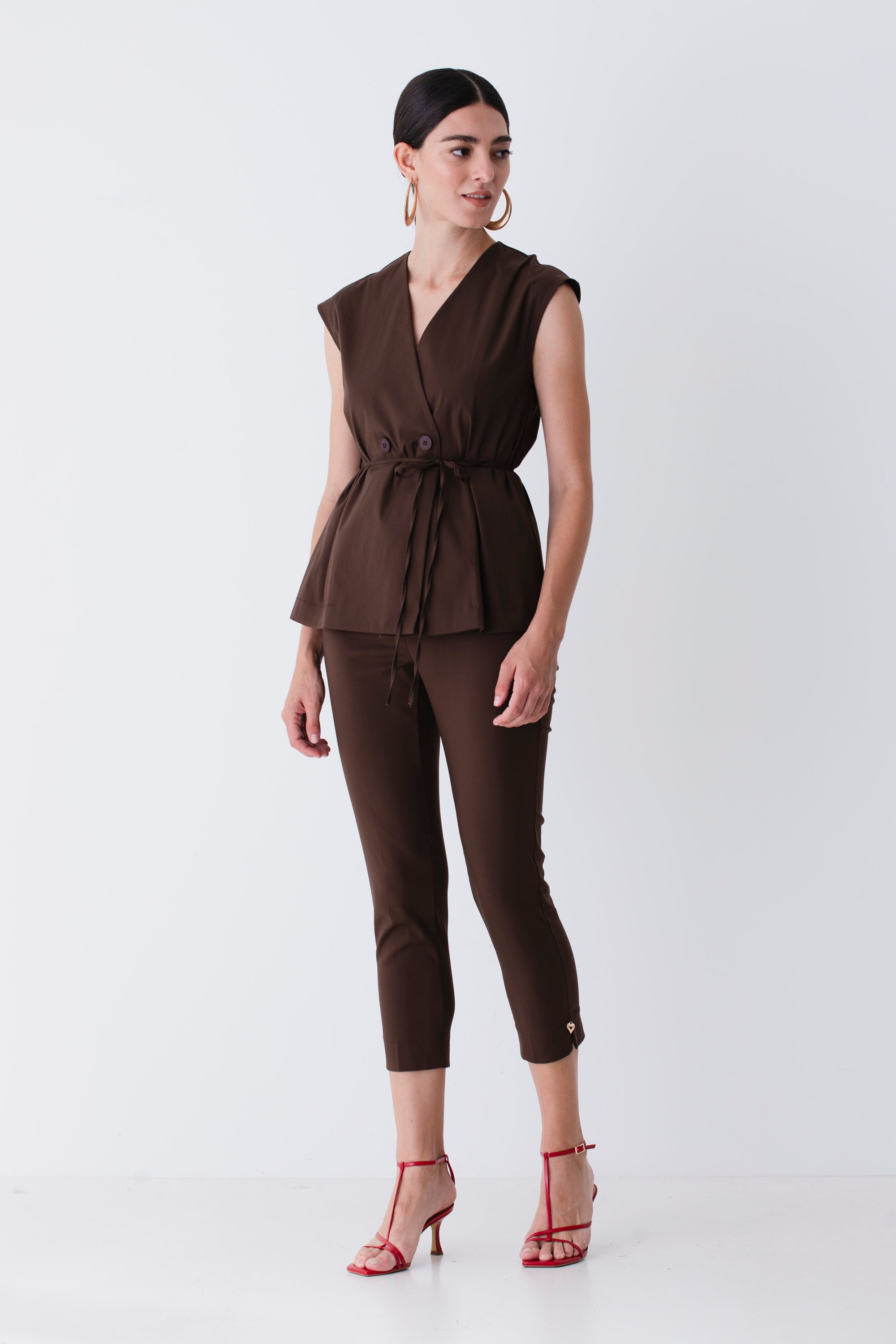 Gilet doppio petto in cotone elasticizzato - PE25