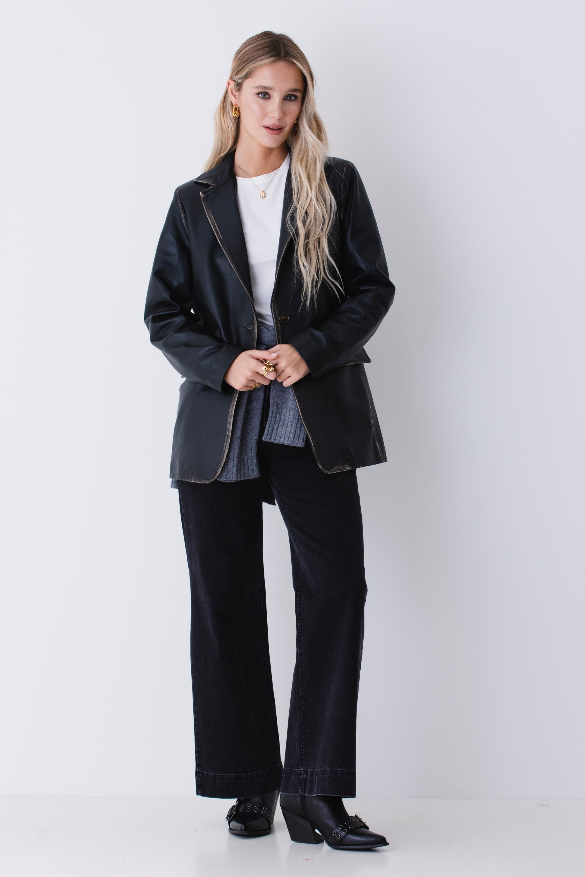 Blazer lungo in vera pelle - FW26