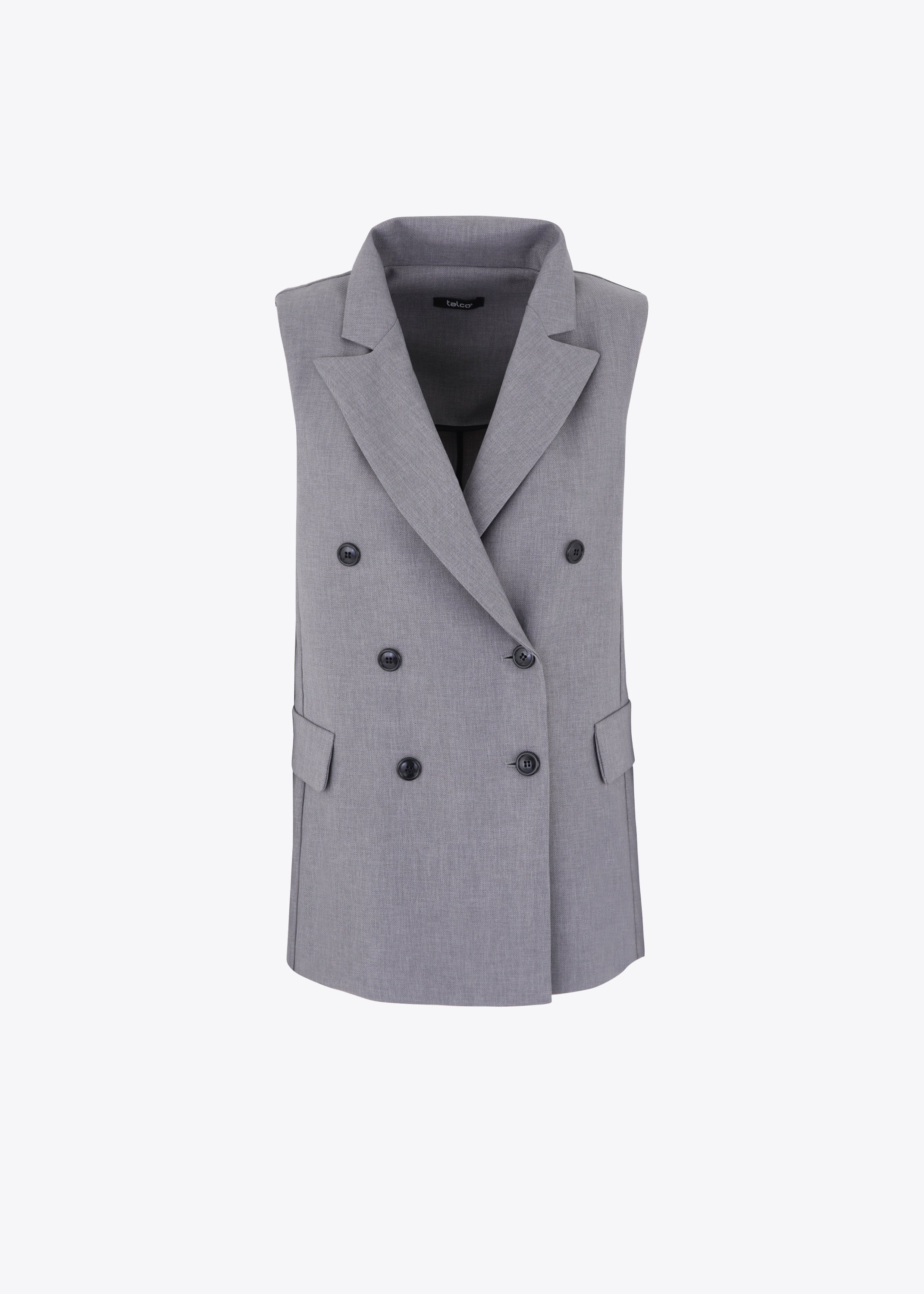 Gilet lungo doppio petto in tessuto effetto melange - FW23