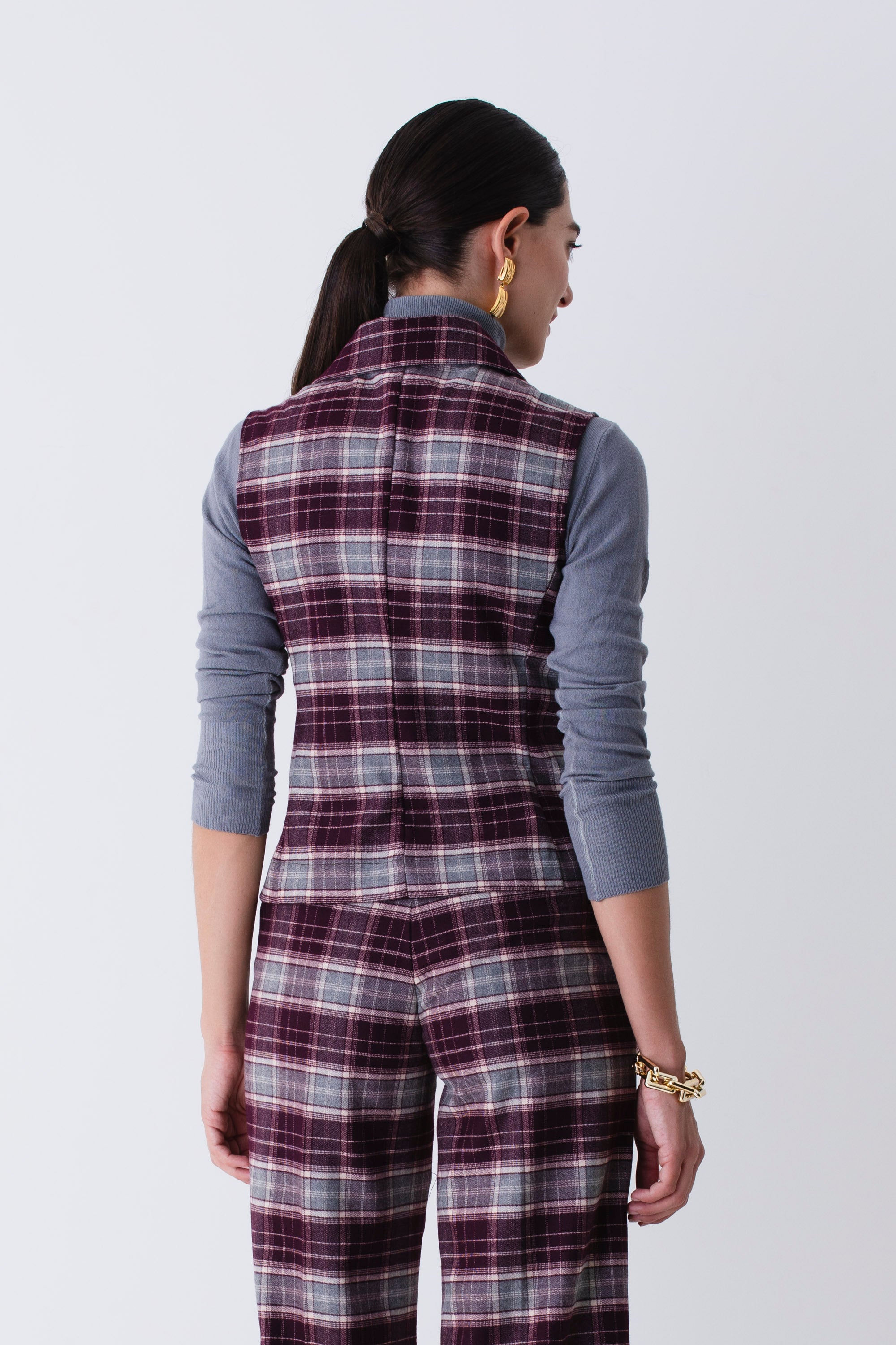 Gilet corto doppio petto a quadri - FW26