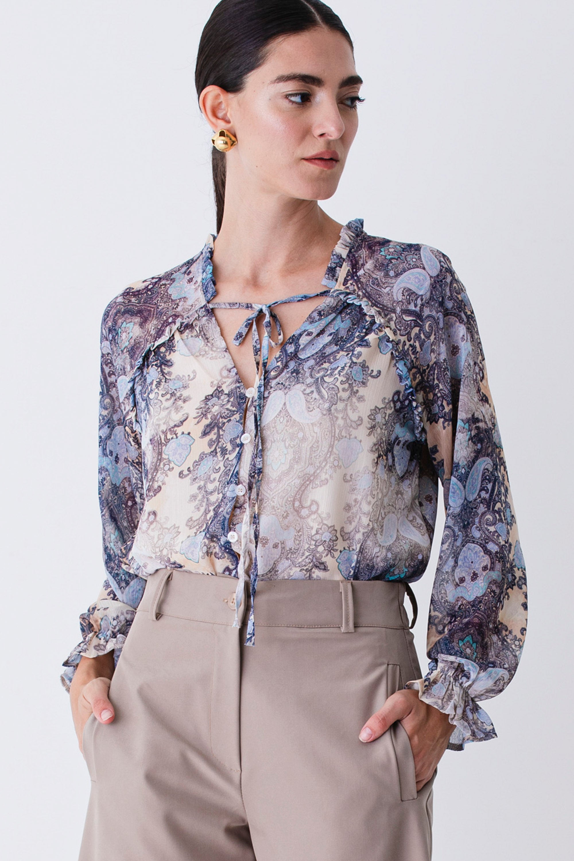 Camicia in georgette fantasia cachemire - FW26