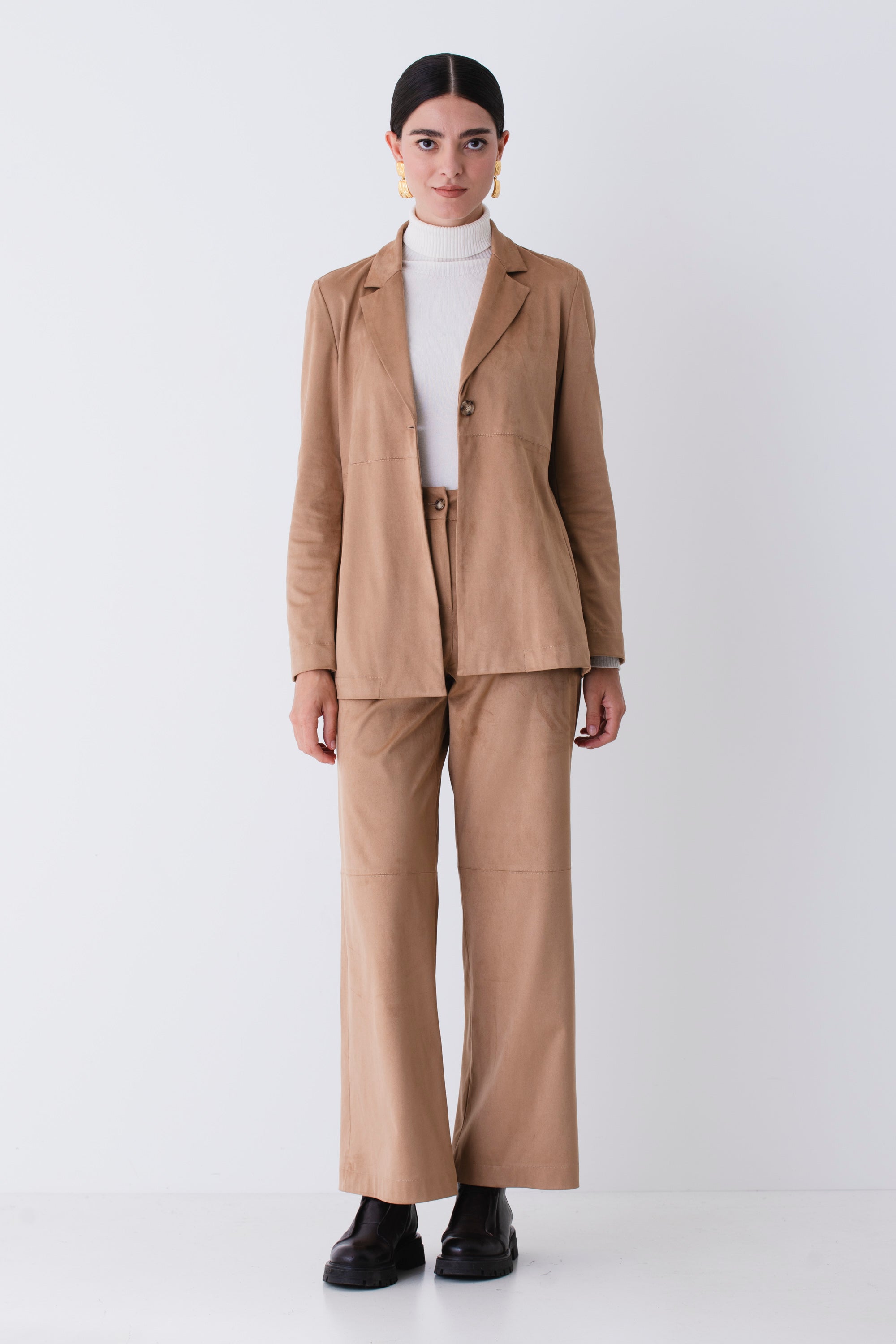 Blazer ad un petto effetto camoscio - FW26