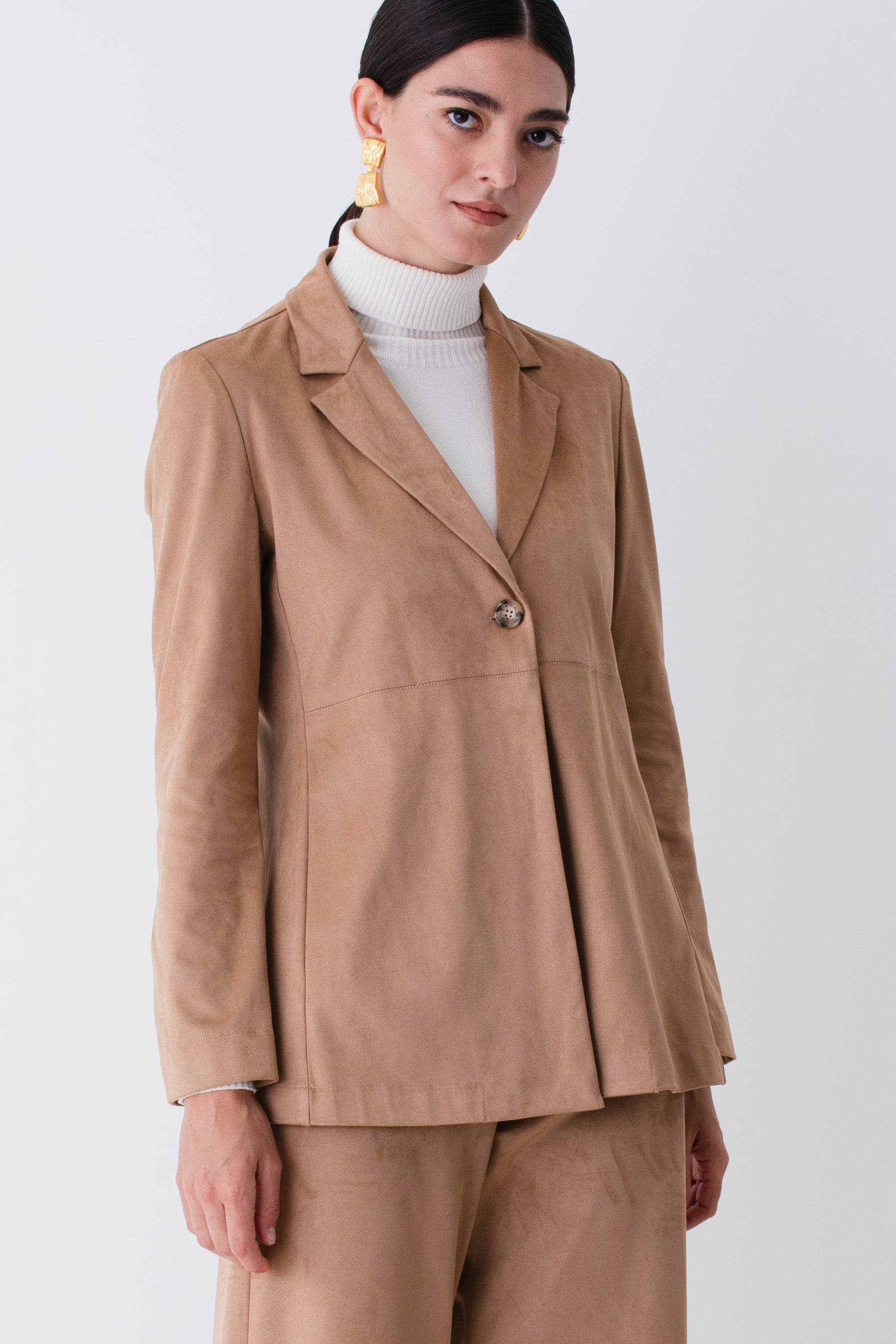 Blazer ad un petto effetto camoscio - FW26