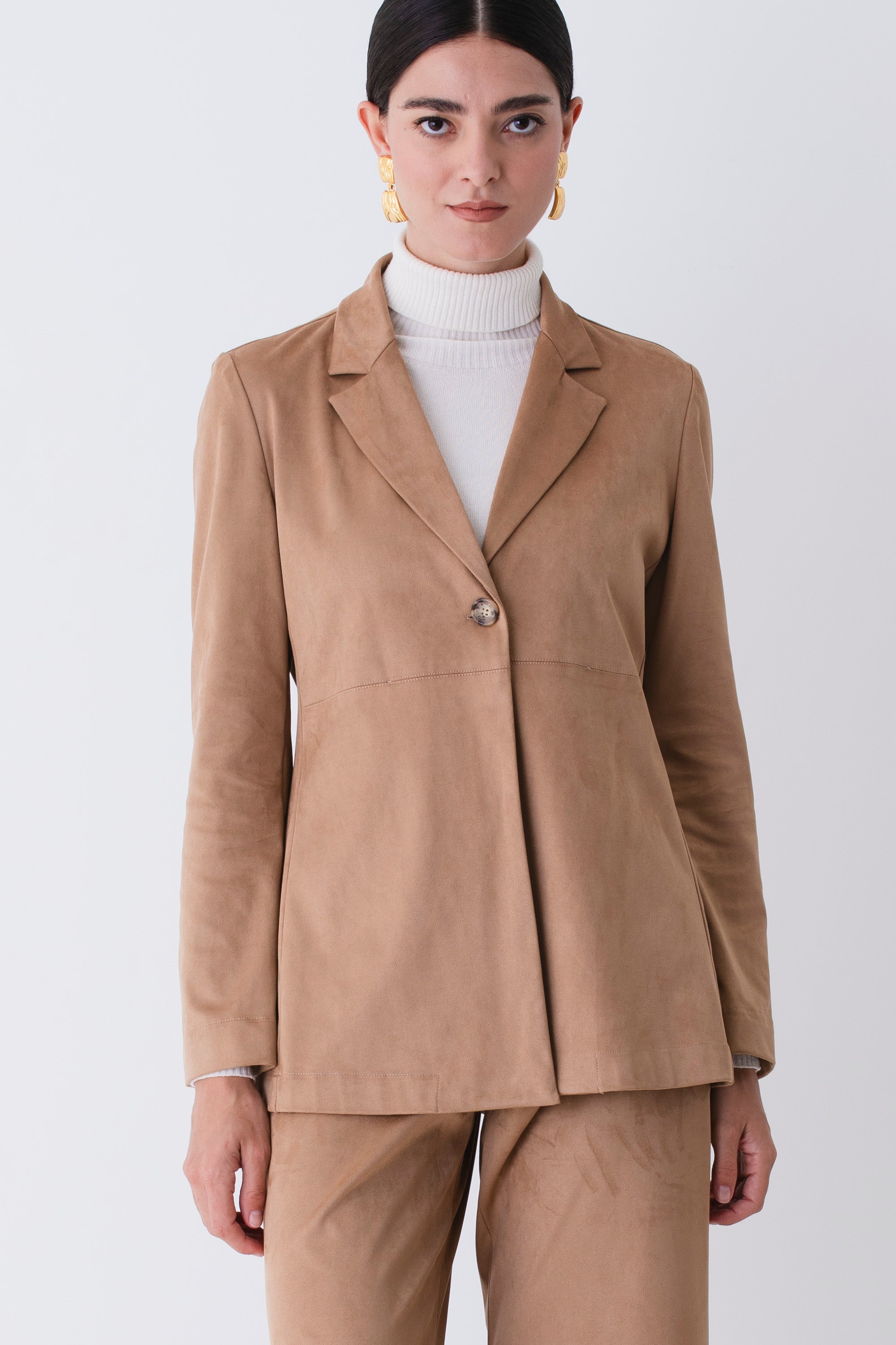 Blazer ad un petto effetto camoscio - FW26