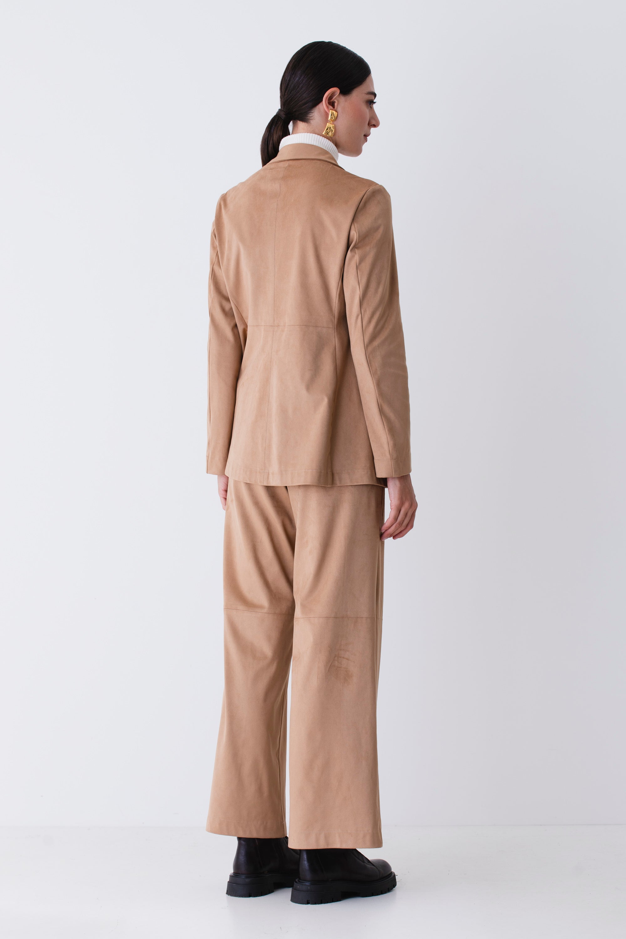 Blazer ad un petto effetto camoscio - FW26