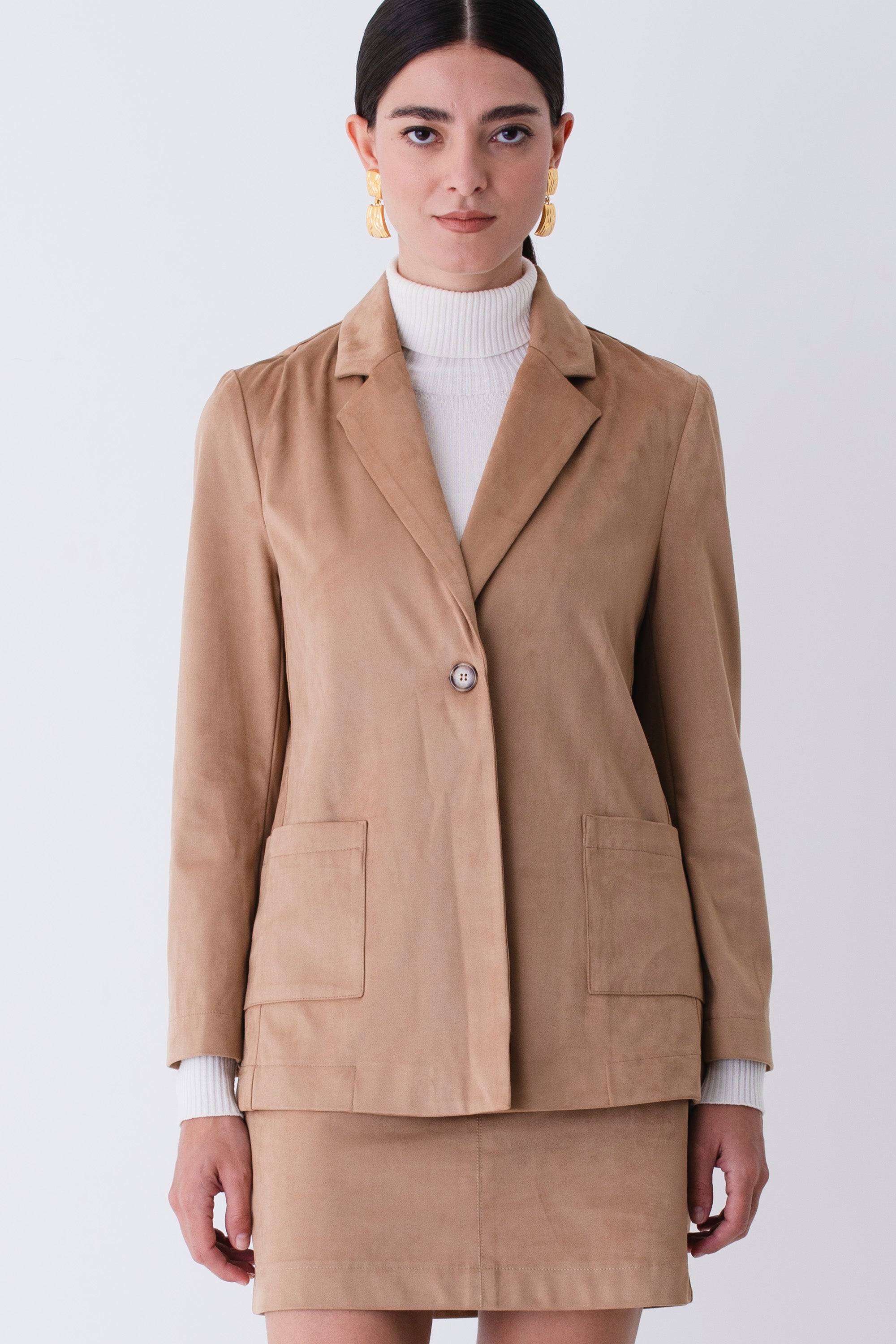 Blazer con frange ad un petto effetto camoscio - FW26
