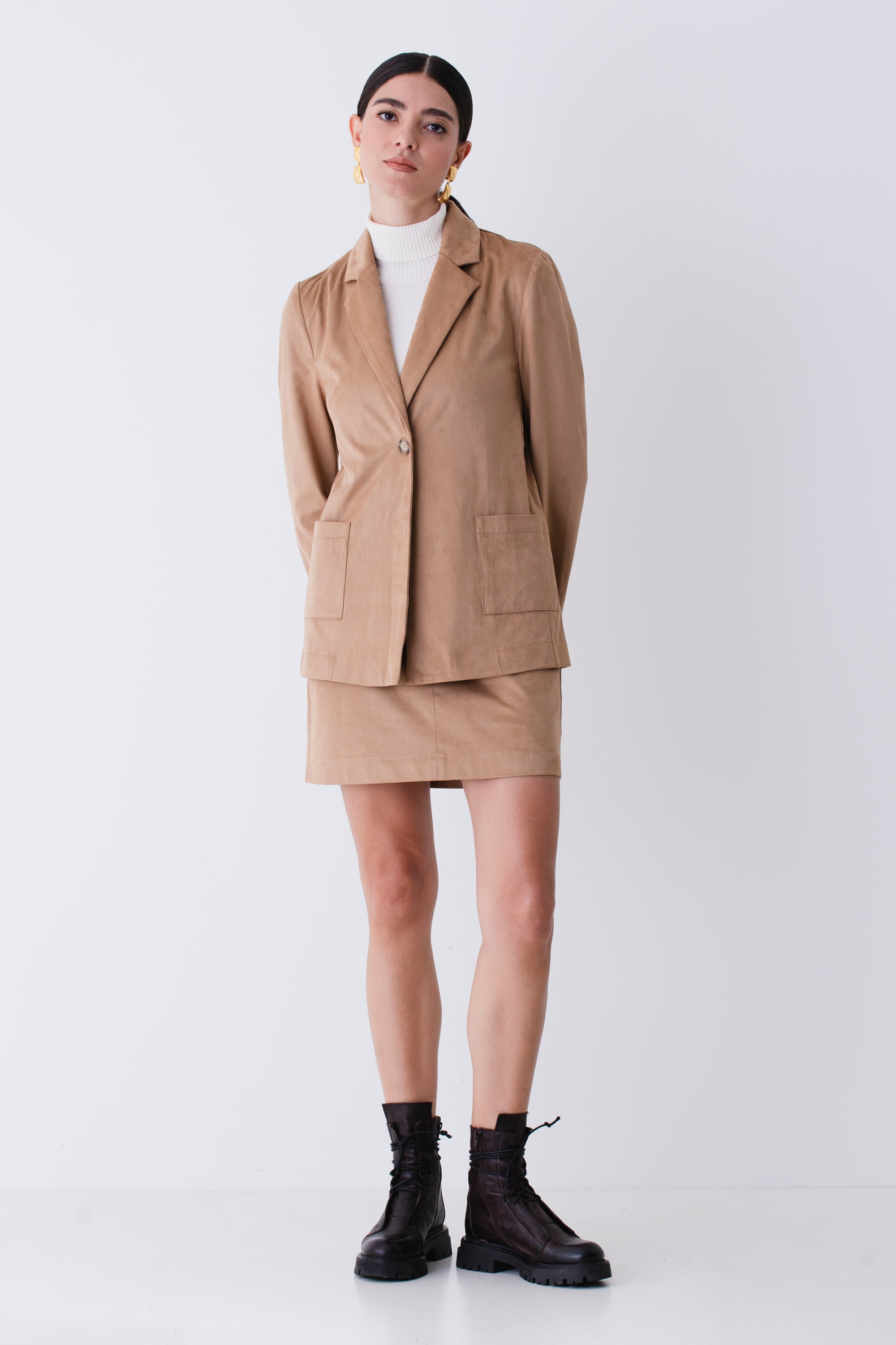 Blazer con frange ad un petto effetto camoscio - FW26